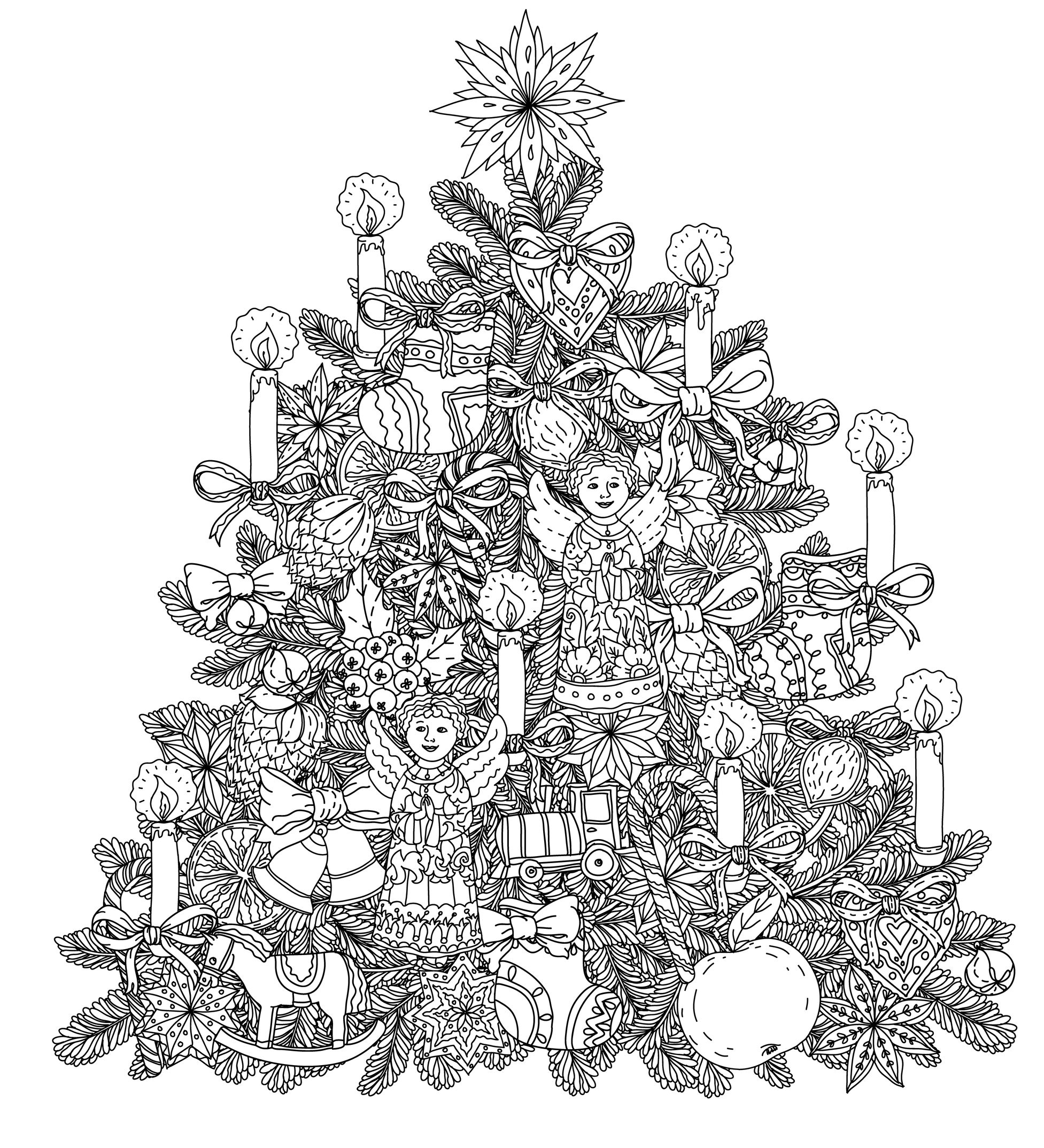 coloring page christmas tree