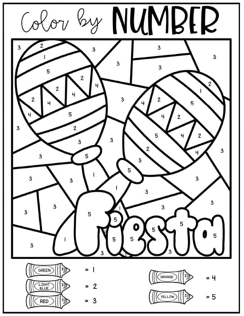 Cinco De Mayo Color By Number Kids Activity Zone