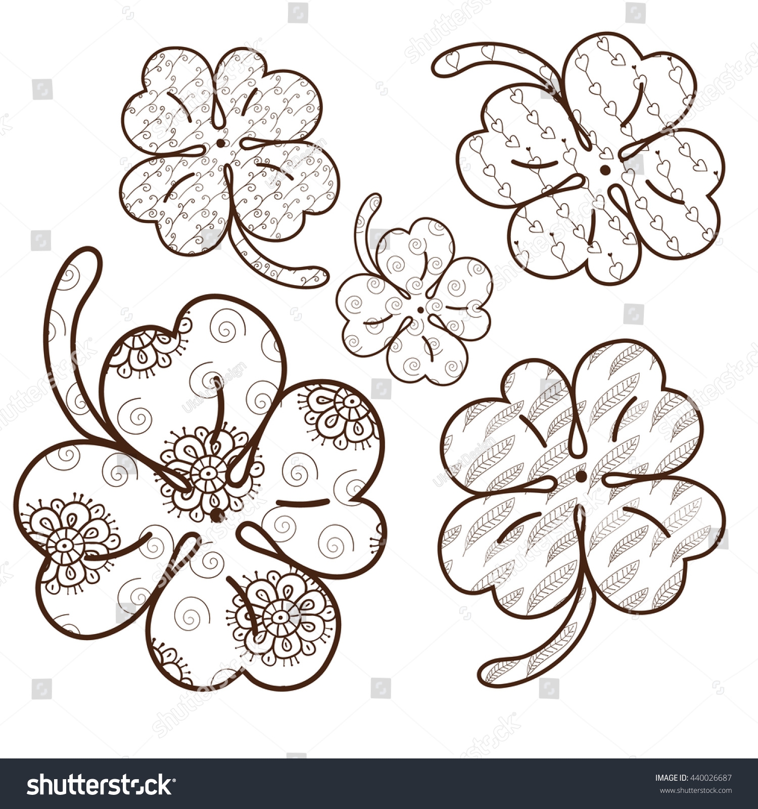 Clover Leaves Adult Coloring Book Page Stock Illustration 440026687 Shutterstock