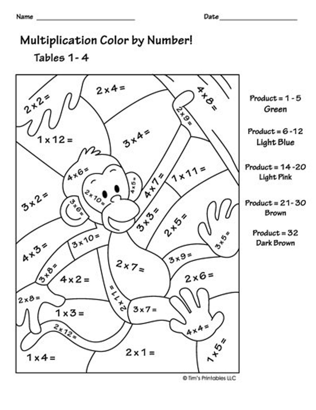 Color By Multiplication Worksheet