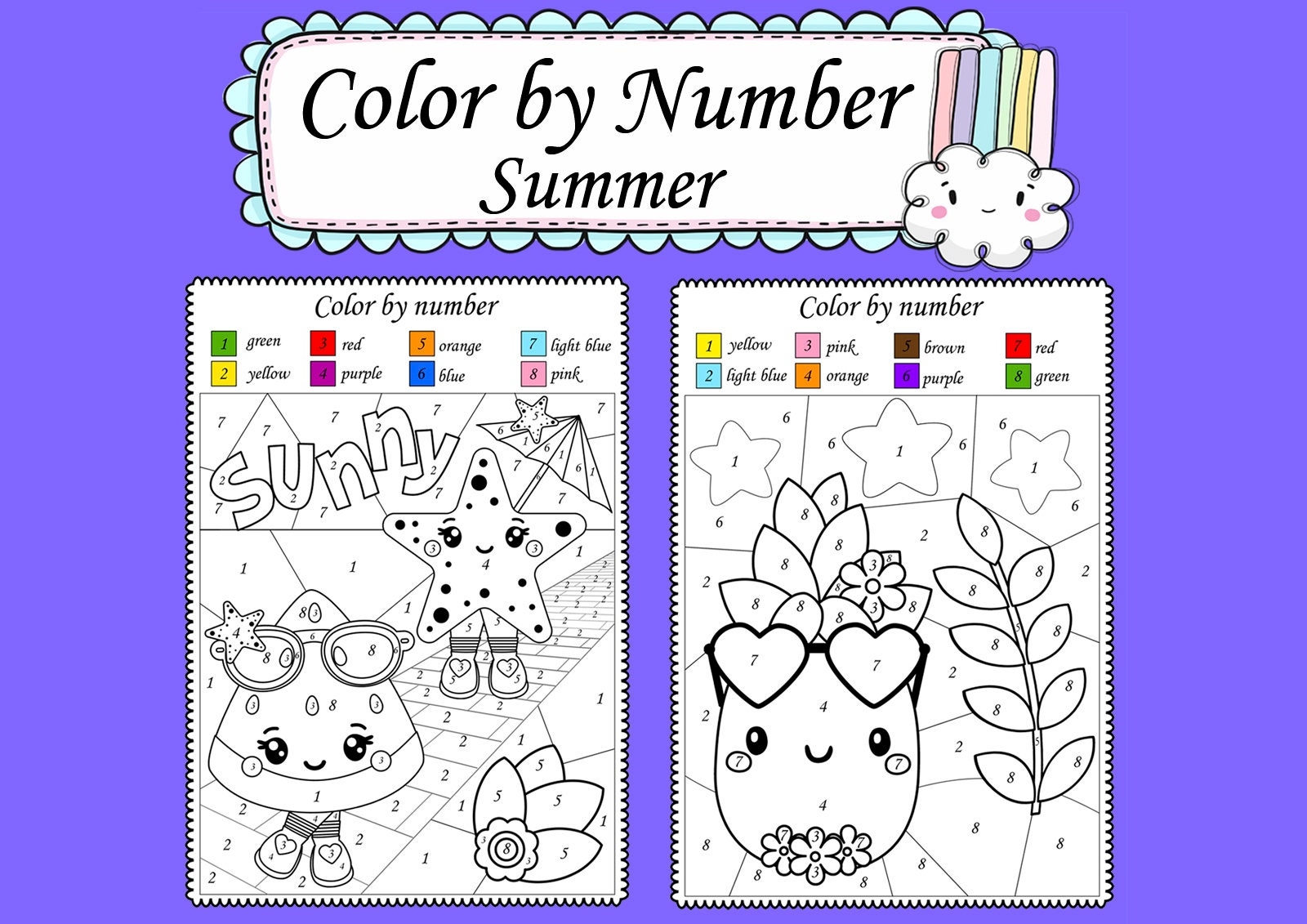 summer color by number worksheets