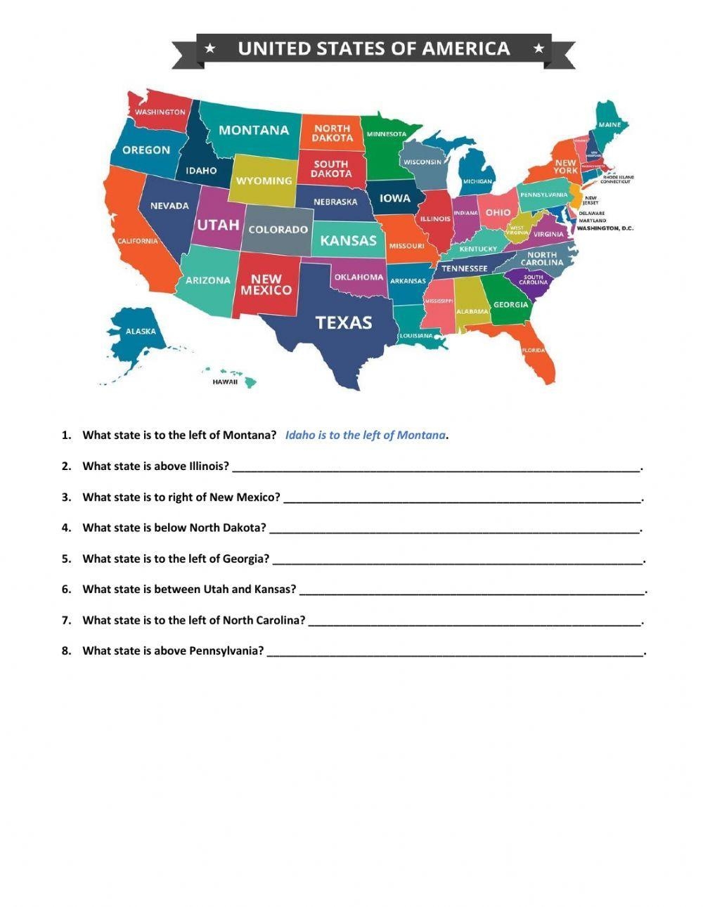 Color The Map Of The USA Teaching Resources Worksheets Library
