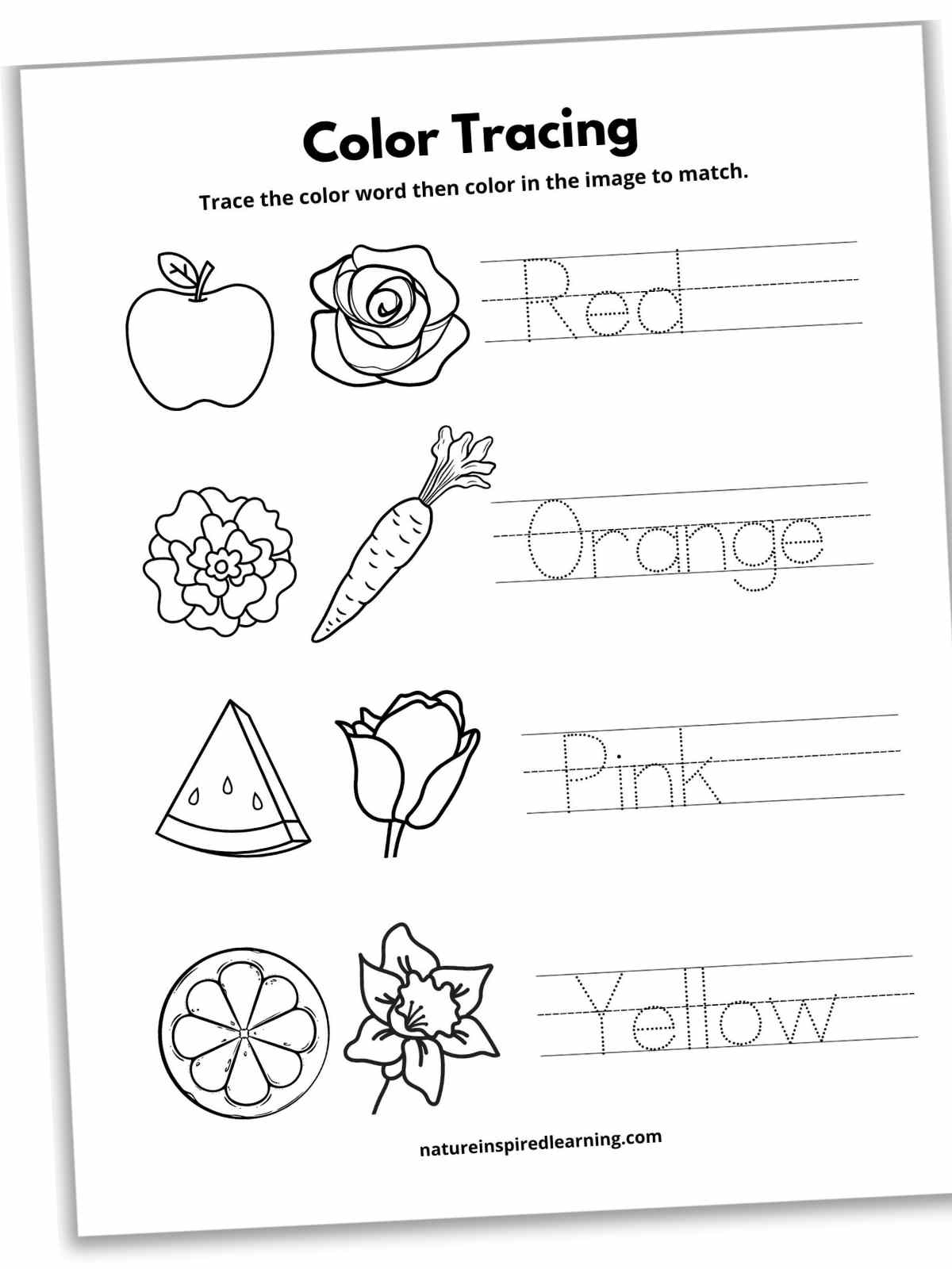 Tracing And Coloring Worksheets