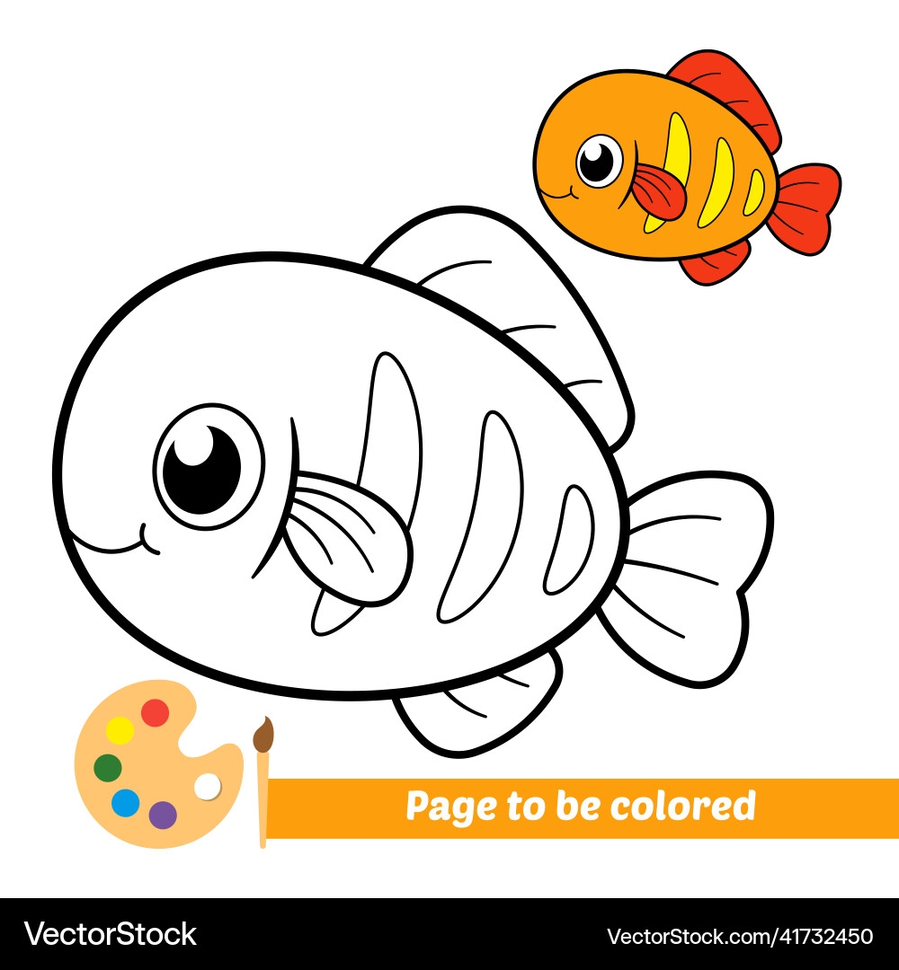 Coloring Book For Kids Fish Royalty Free Vector Image