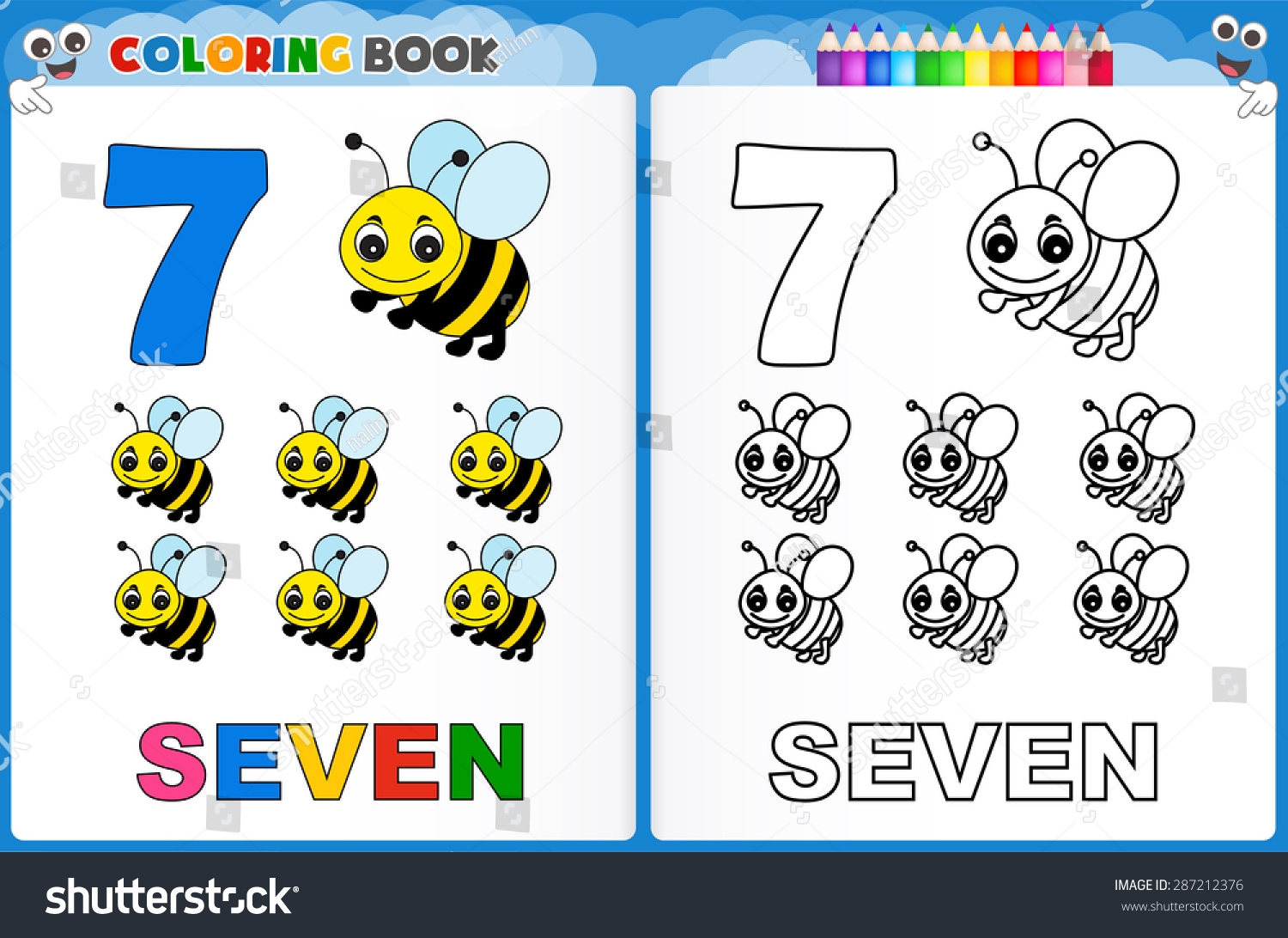 Coloring Page Number Seven Colorful Sample Stock Vector Royalty Free 287212376 Shutterstock Coloring Page Number Seven Colorful Sample Stock Vector Royalty Free 287212376 Shutterstock