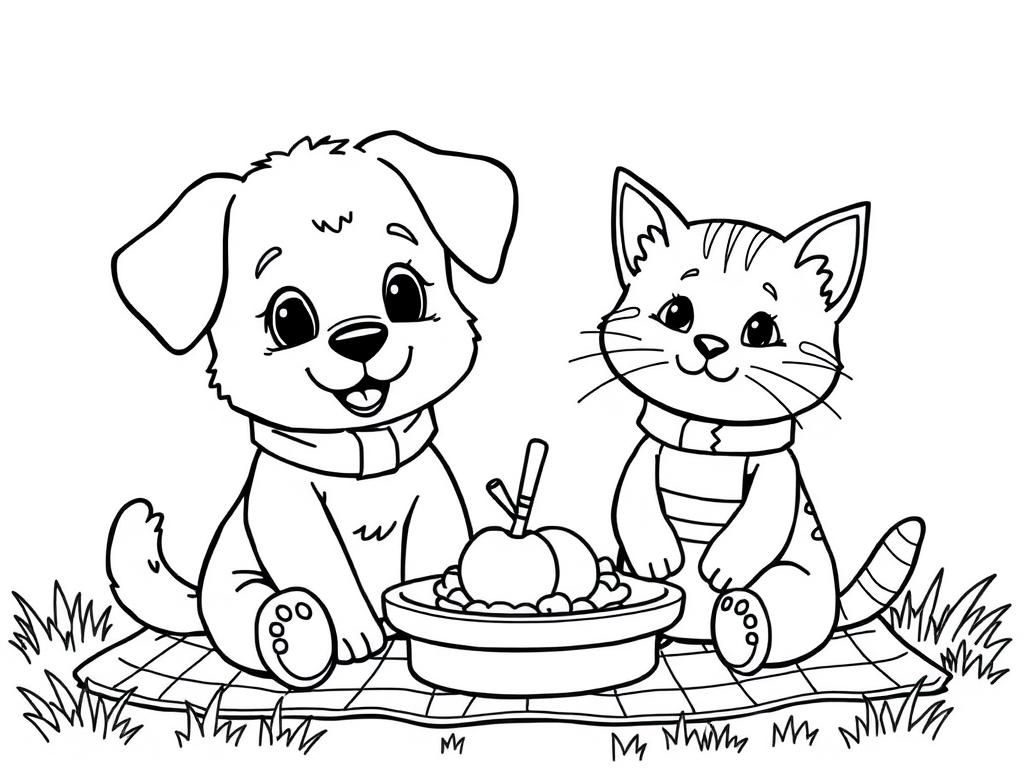 colouring pages cats and dogs