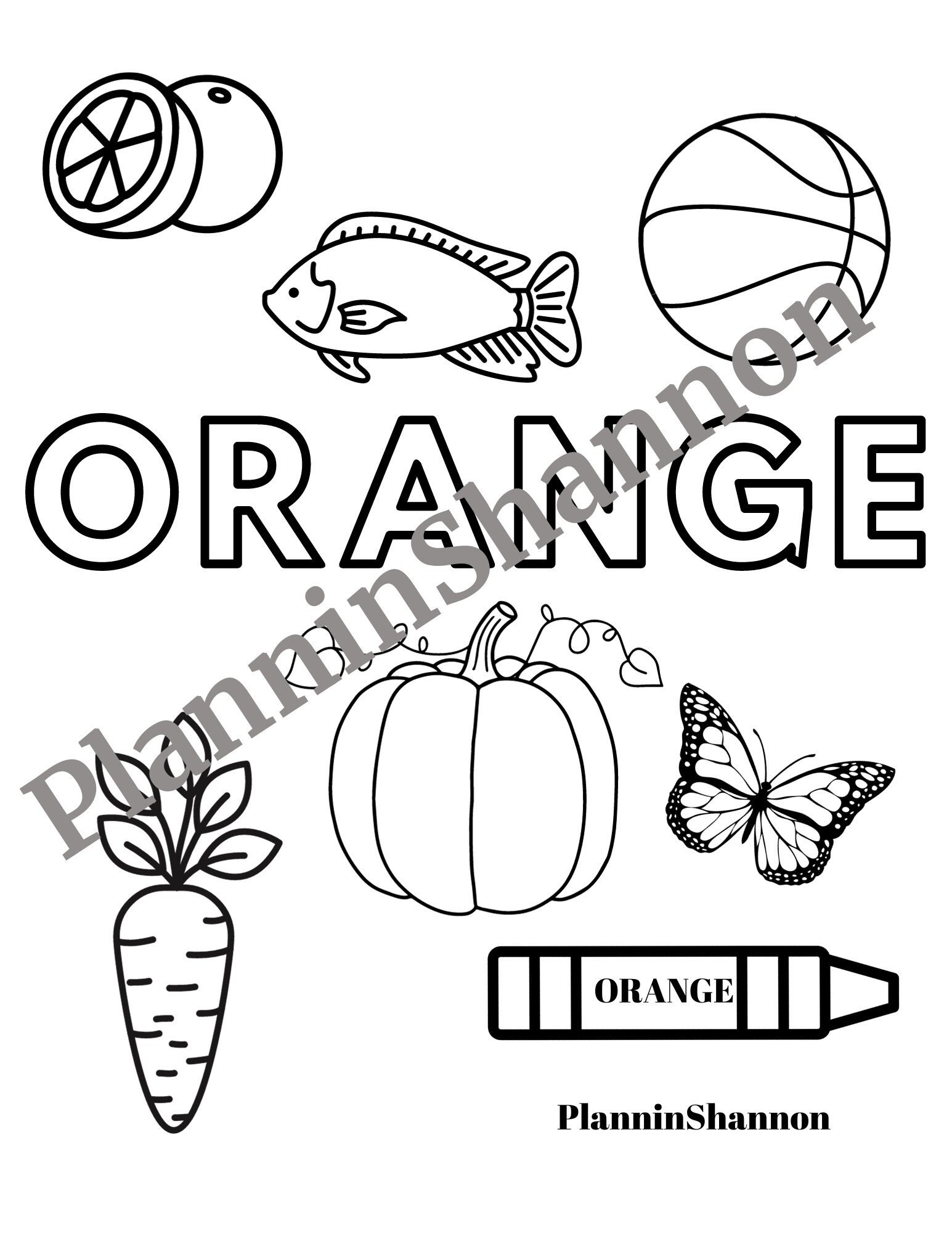 Coloring Page Orange Color Words Sheet Kids Art Printable Etsy Coloring Page Orange Color Words Sheet Kids Art Printable Etsy