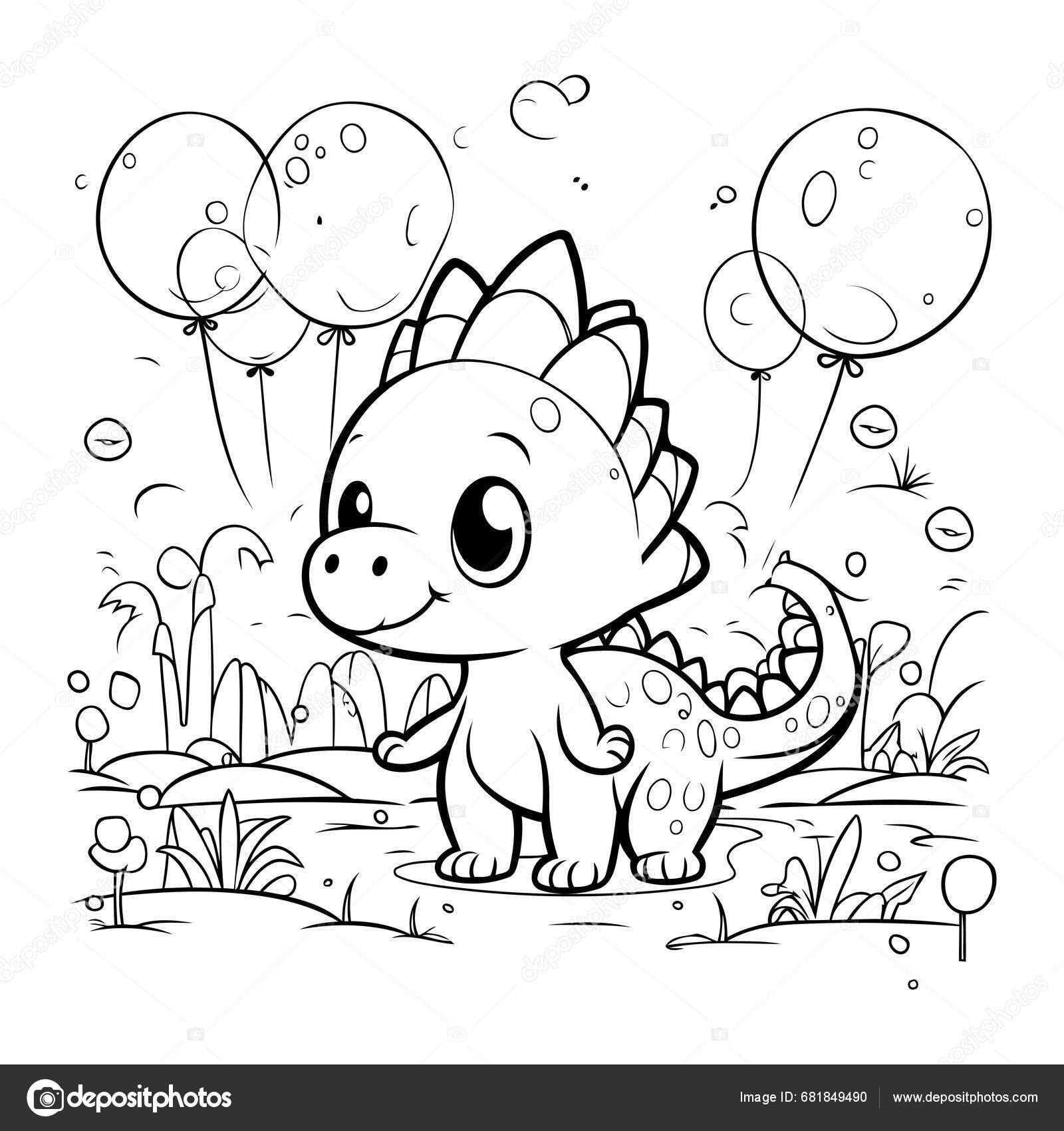 Coloring Page Outline Cute Dinosaur Vector Illustration Stock Vector By ibrandify 681849490