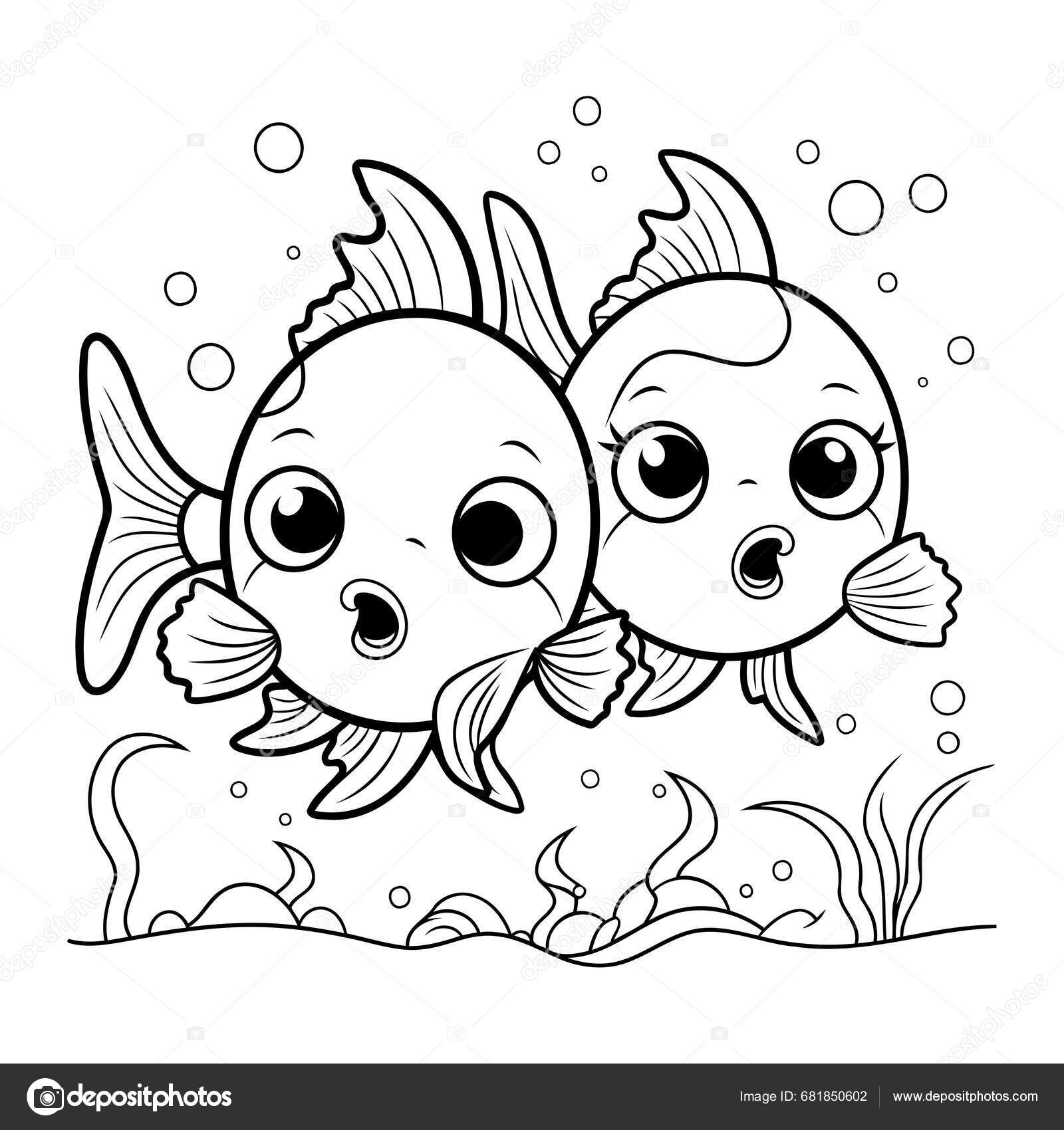 fish coloring book page
