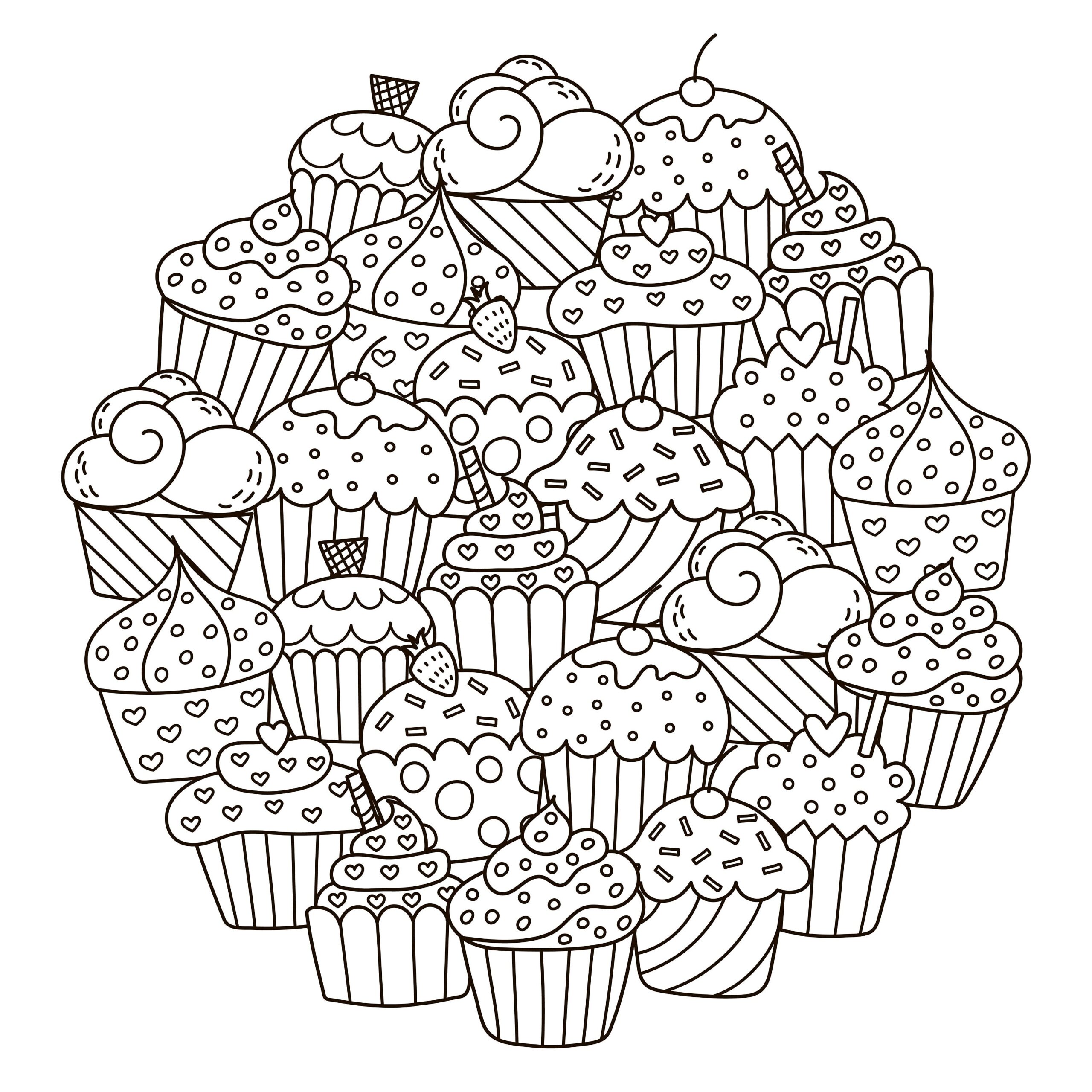 Coloring Pages Cupcakes Sweet Treats Etsy Coloring Pages Cupcakes Sweet Treats Etsy