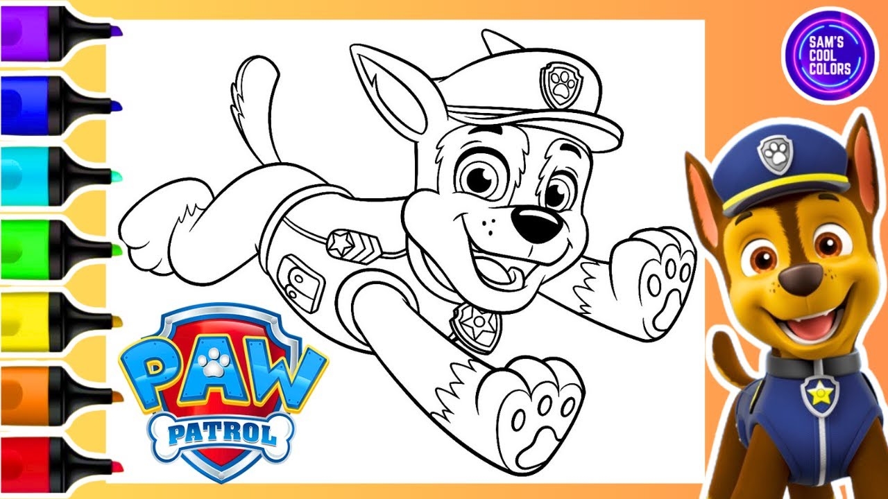 Paw Patrol Chase Coloring Page