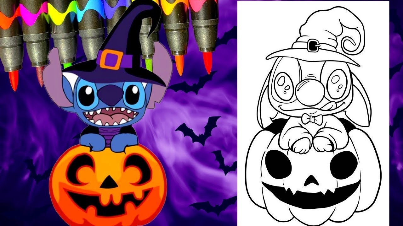 stitch halloween coloring pages