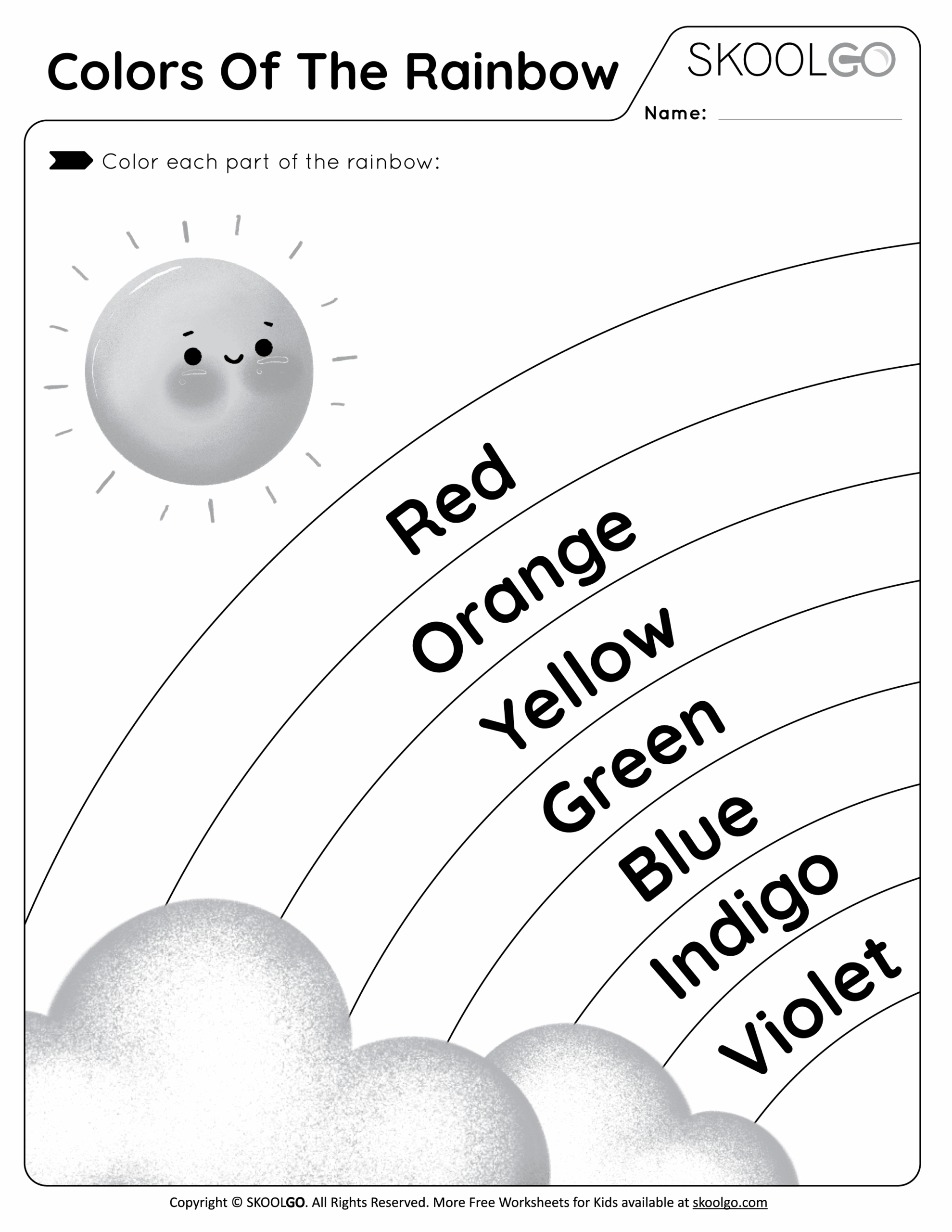 rainbow worksheets for preschool