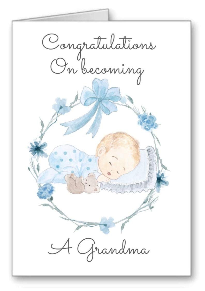 Congratulations On Becoming A Grandma Card New Baby Boy Envelope Included Amazon co uk Stationery Office Supplies