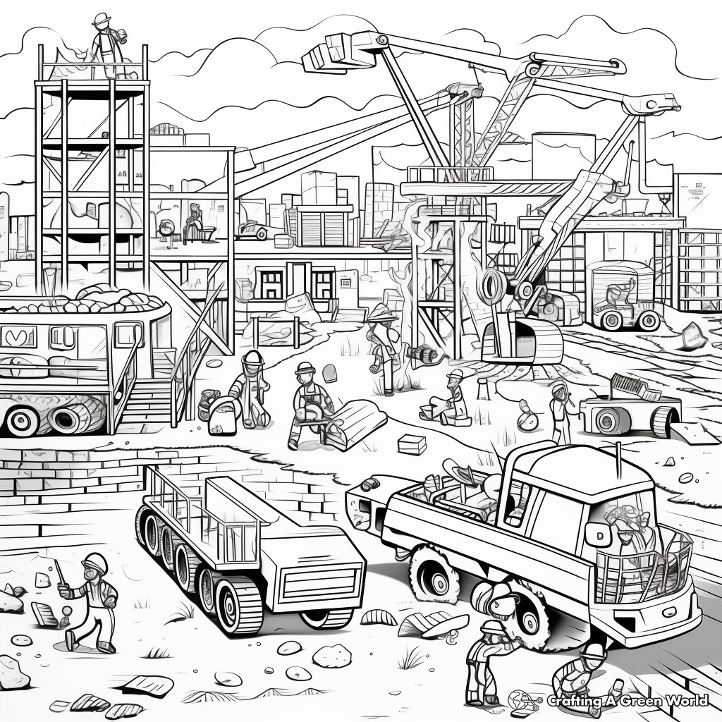Construction Site Coloring Pages Free Printable 