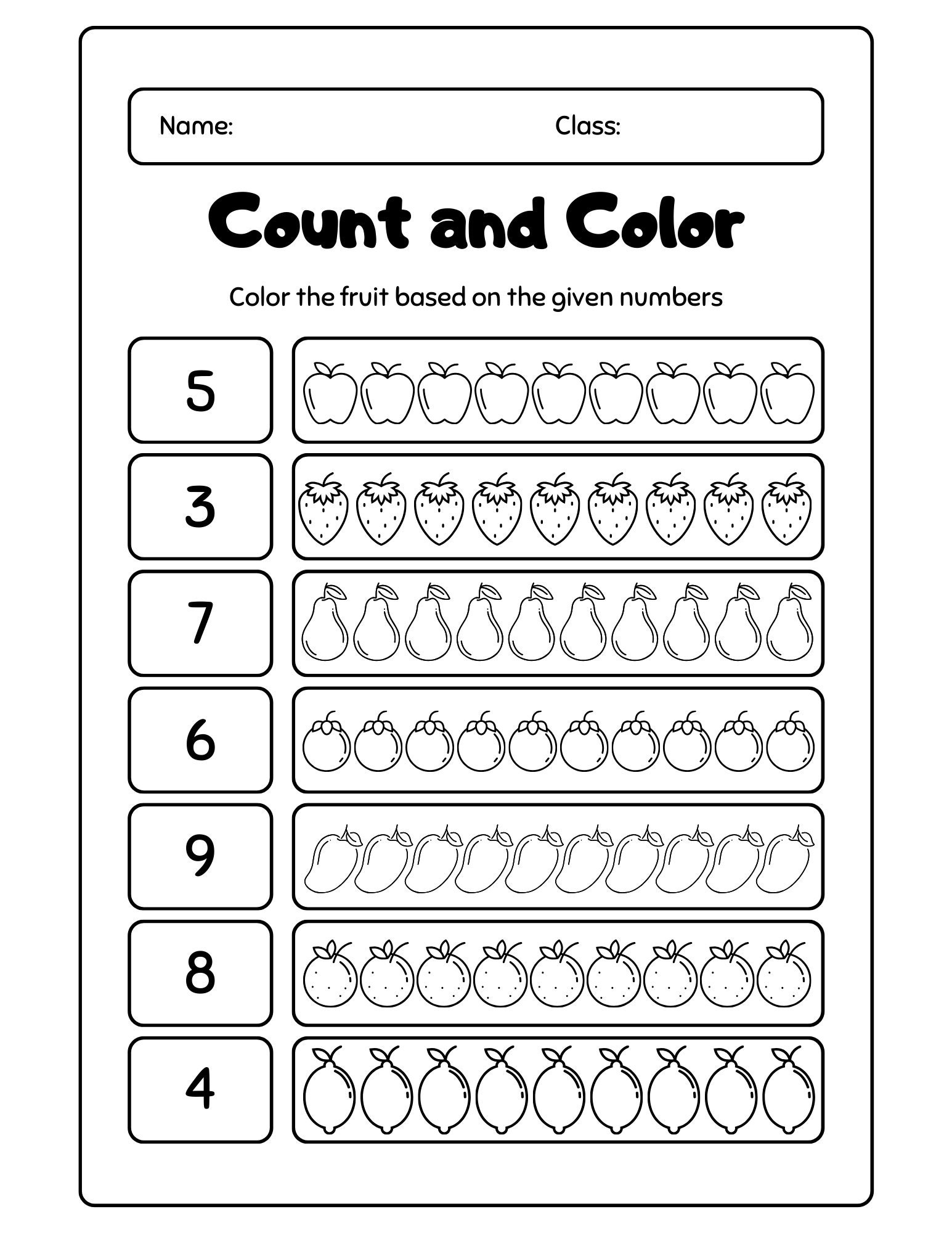 Count And Color Worksheet Etsy