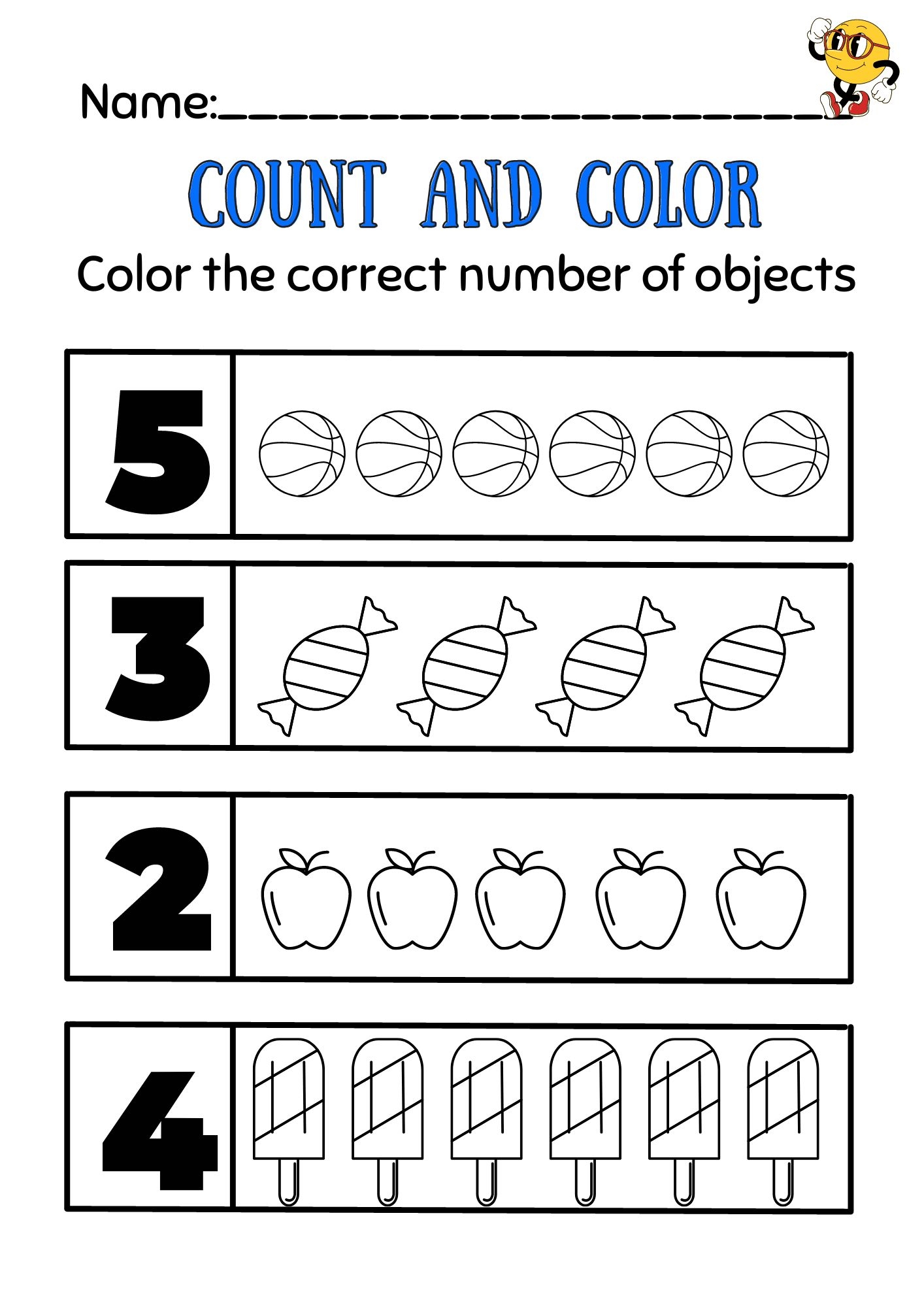 Colour And Count Worksheets