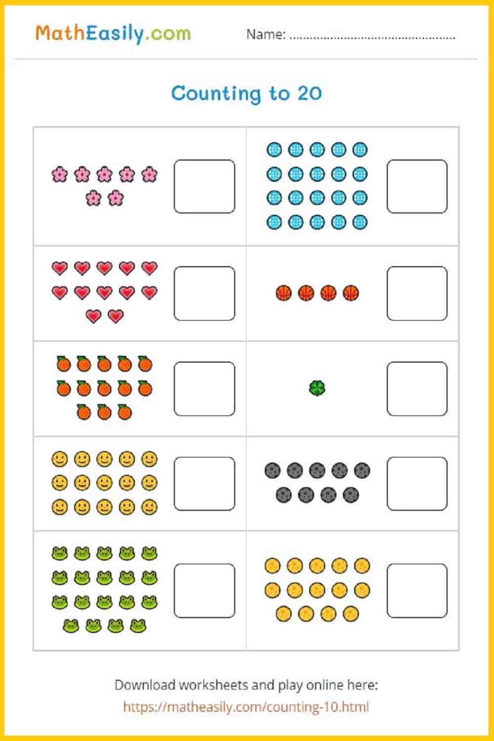 Number Identification Worksheets 1 20