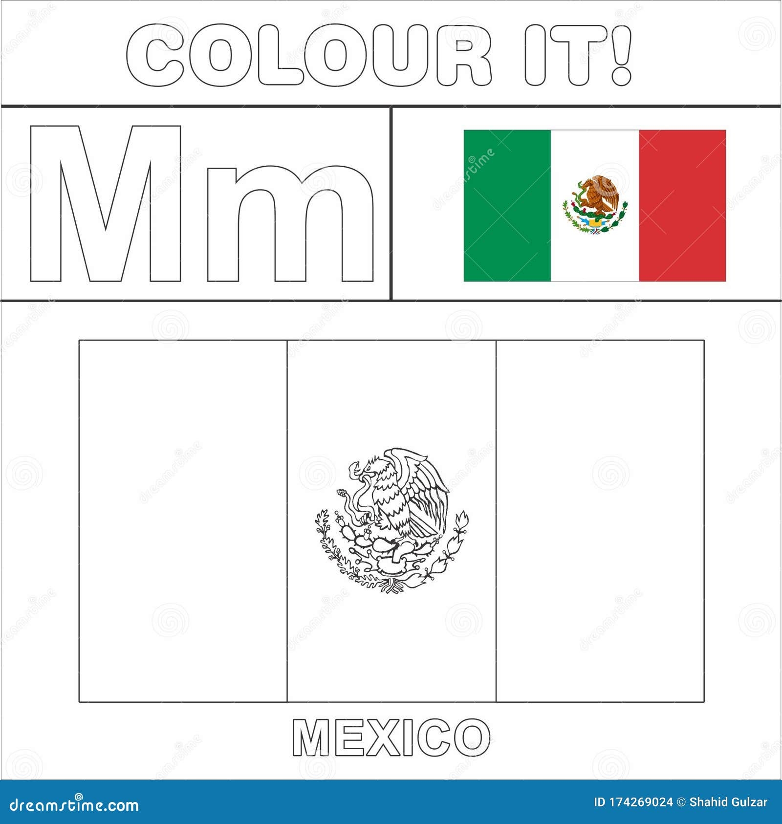 coloring page mexican flag
