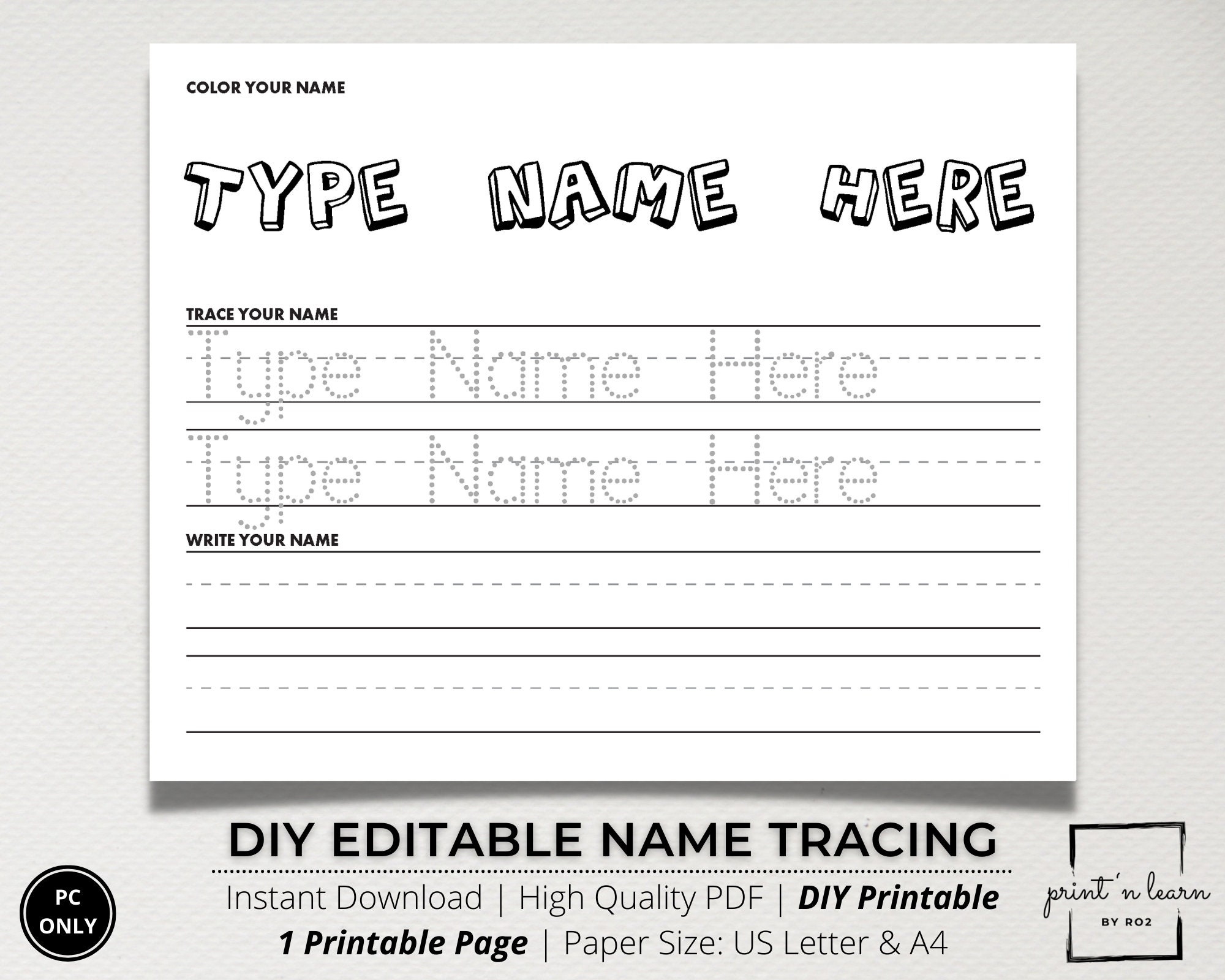 Custom Name Tracing Worksheet