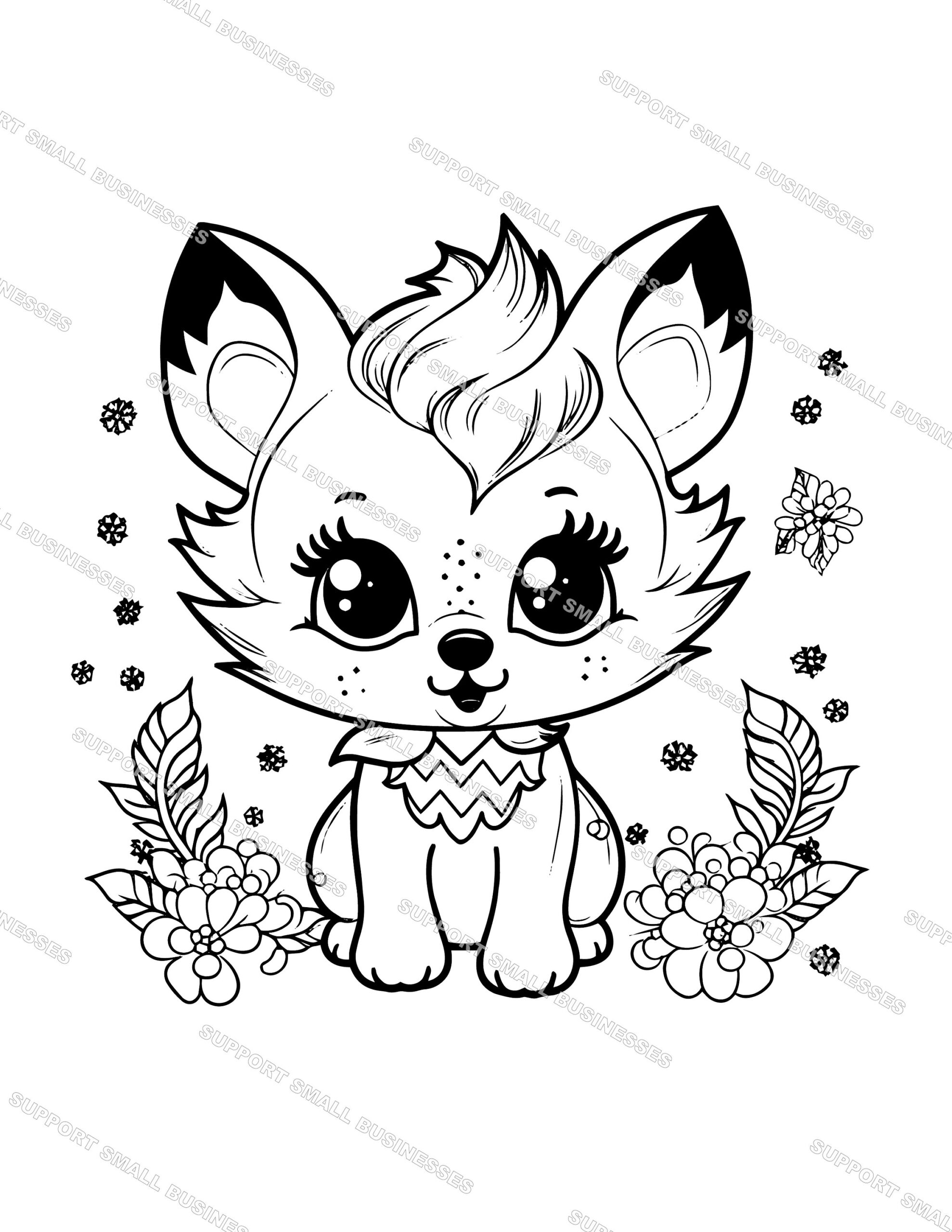 Cute Baby Holiday Fox Coloring Pages 5 Vector Shape SVG Instant Download Etsy