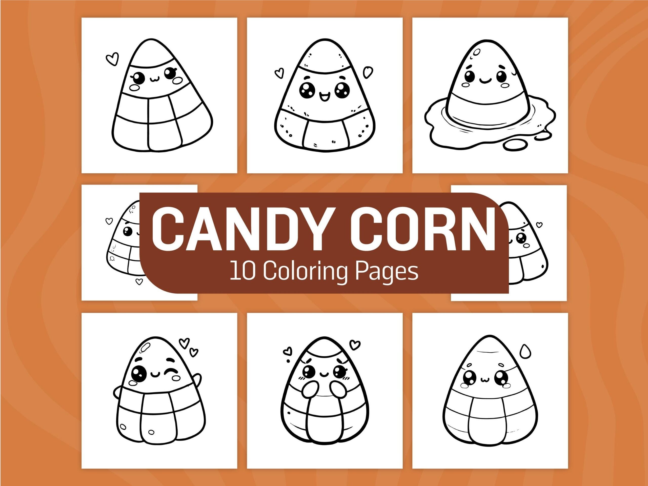 Cute Candy Corn Coloring Pages Printable Halloween Coloring Sheets For Kids Adults Simple Bold Line Candy Corn Digital Coloring Book Etsy