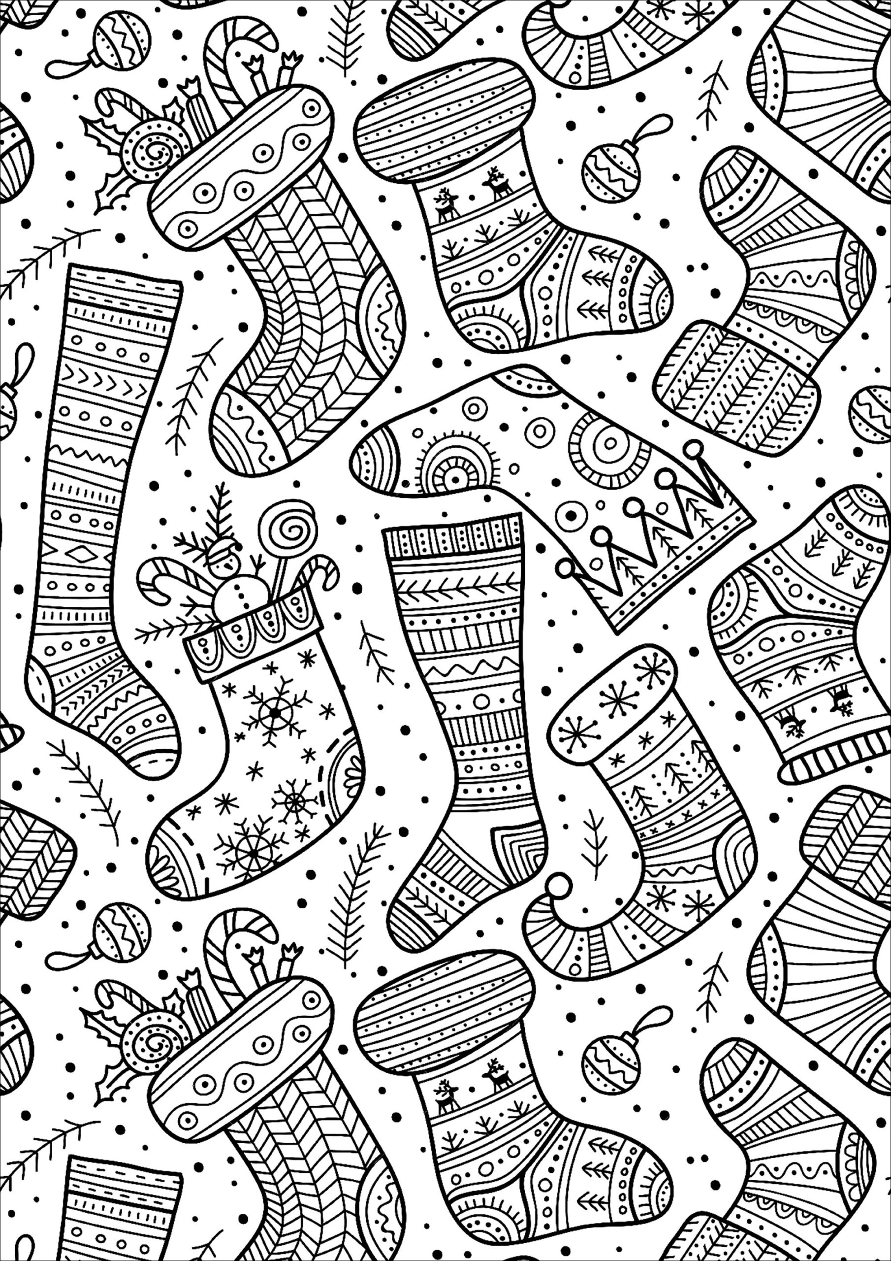 Cute Christmas Socks Christmas Coloring Pages For Adults