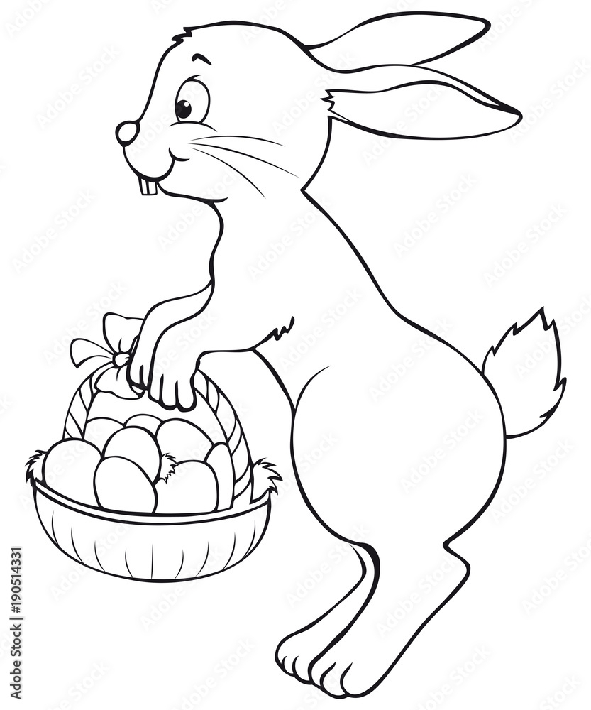 Coloring Easter Bunny With Easter Basket
