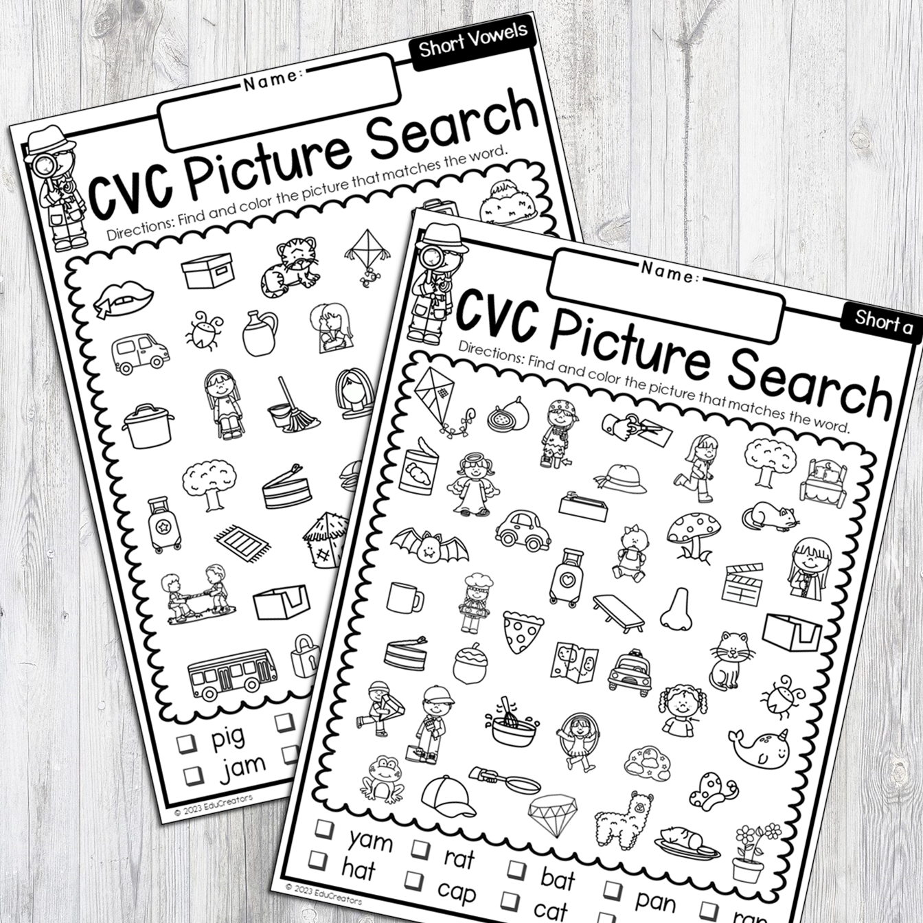 CVC Phonics Picture Search I Spy Read And Find Worksheet Puzzles Classful