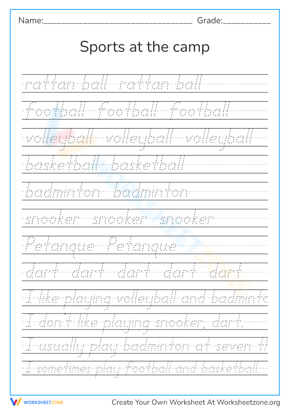handwriting worksheets create your own