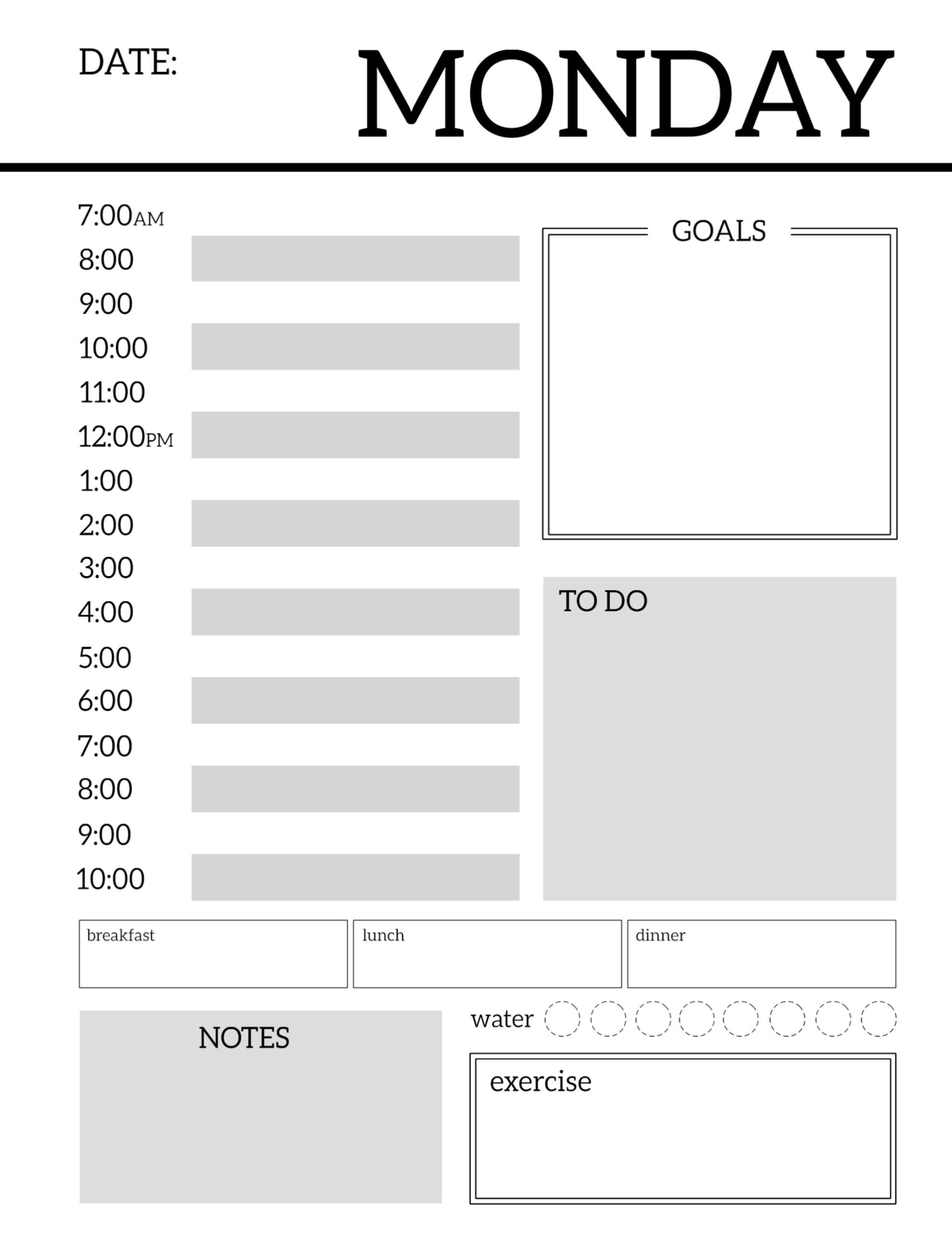 daily printable planner pages