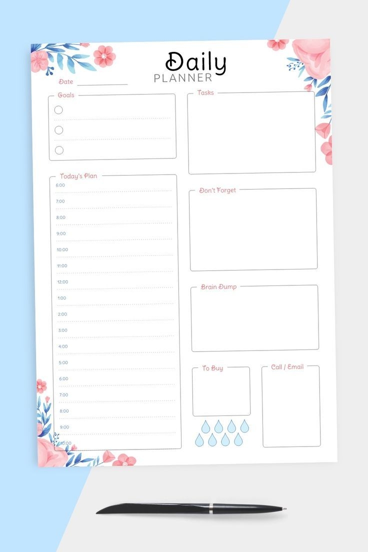 Daily Planner Template Organisation Ideas Planners Notes Aesthetic Template Planner Lists Ideas
