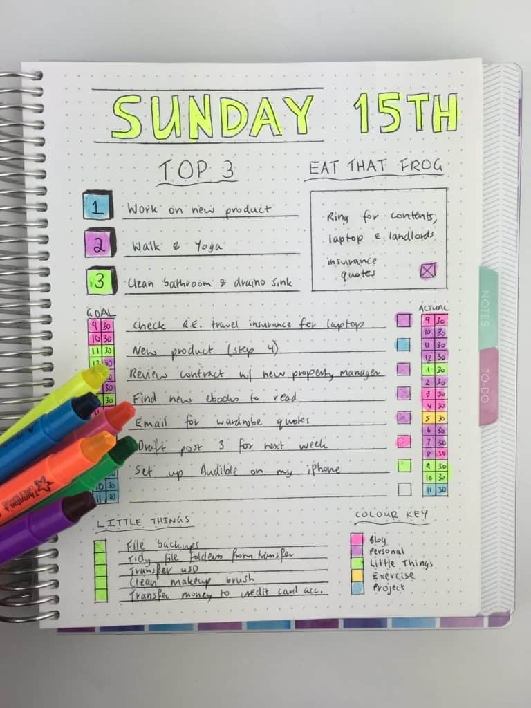 daily planner layout ideas