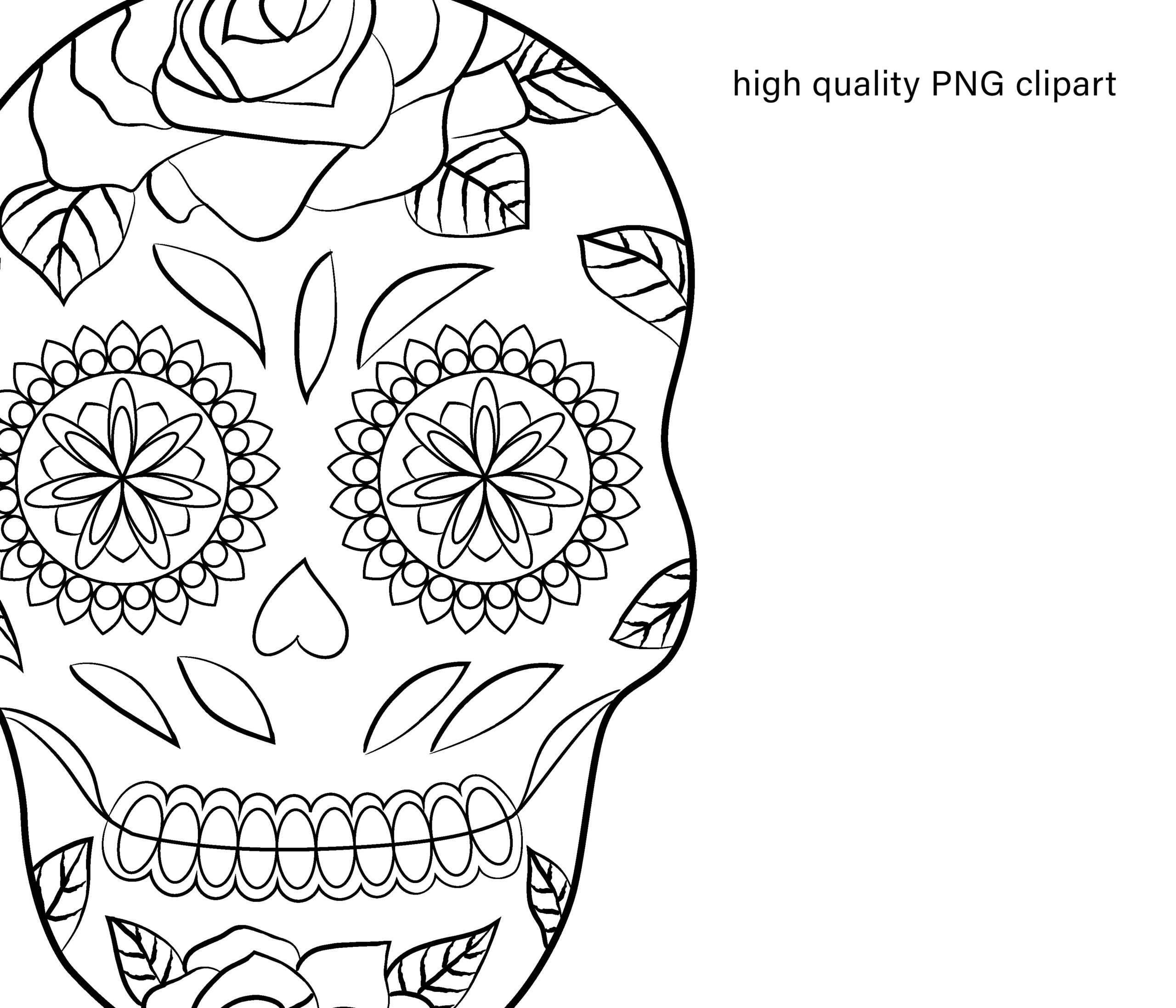 Day Of The Dead Coloring Page Dia De Los Muertos Clipart By Svetlana Sintcova TheHungryJPEG