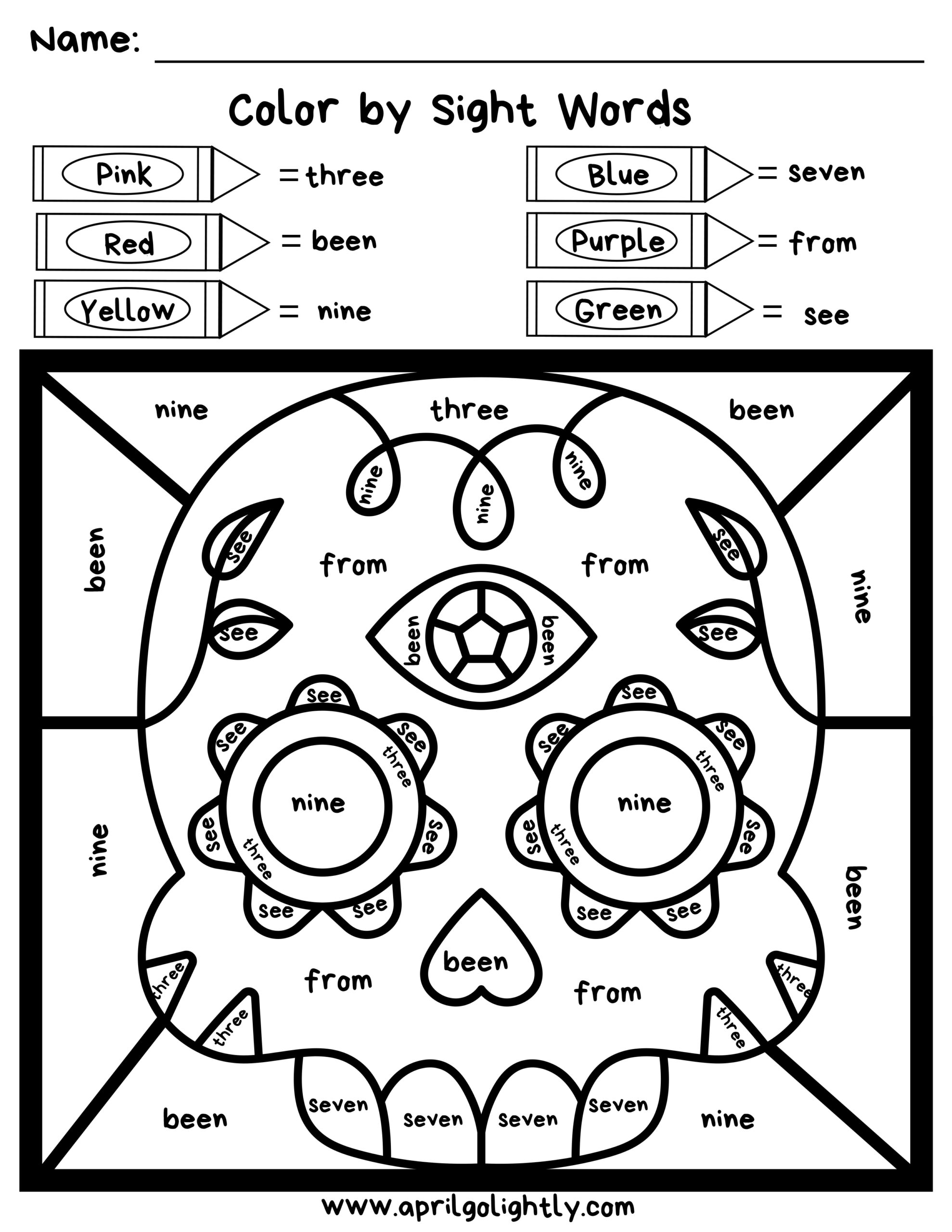Day Of The Dead Coloring Pages Color By Sight Word April Golightly Day Of The Dead Coloring Pages Color By Sight Word April Golightly