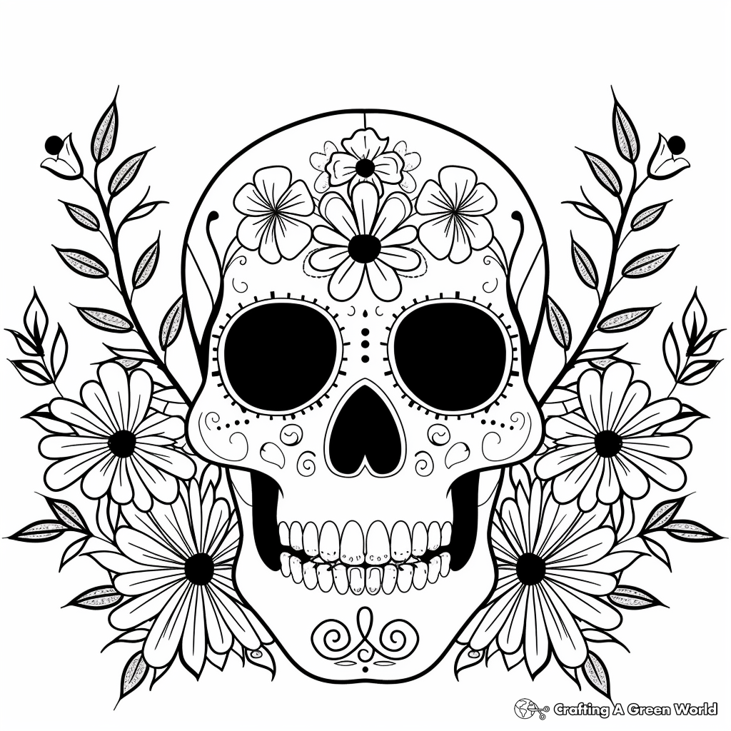 Day Of The Dead Skull Coloring Pages Free Printable 