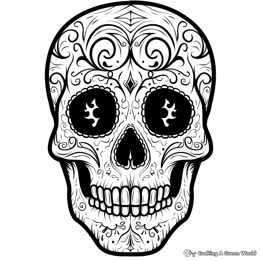 Day Of The Dead Skull Coloring Pages Free Printable 