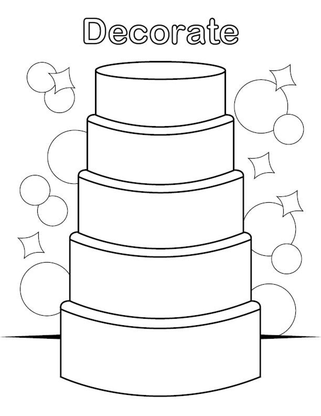 cake colouring in pages
