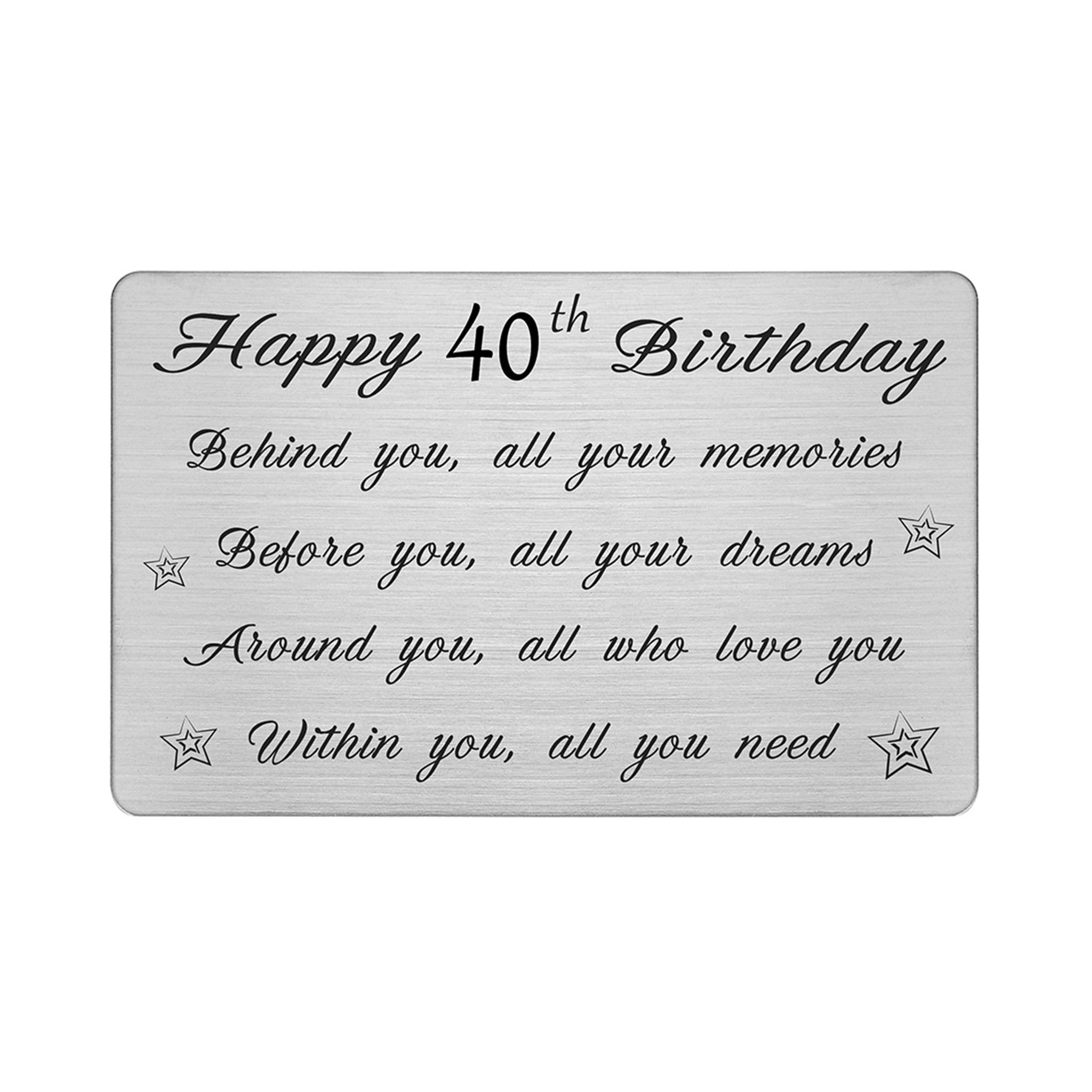 DEGASKEN 40th Birthday Greeting Cards For Men Women 40 Year Old Birthday Gifts For Him Her Metal Wallet Card Unisex Walmart