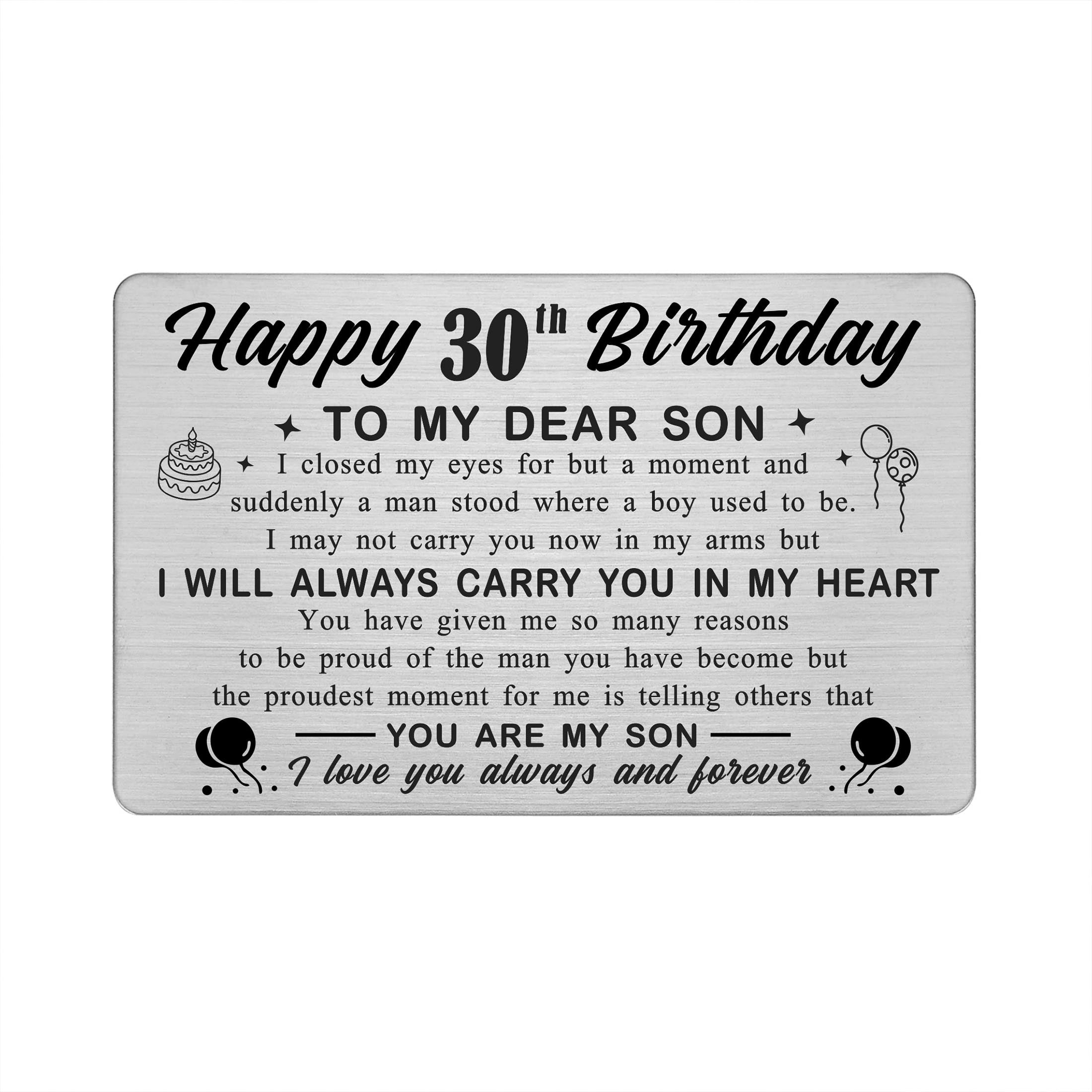 DEGASKEN Son 30th Birthday Greeting Card Men 30 Year Old Birthday Gifts For Him Wallet Card Walmart