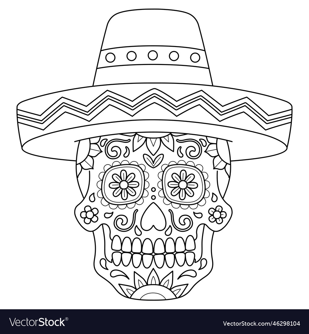 Dia De Los Muertos Isolated Coloring Page For Kids