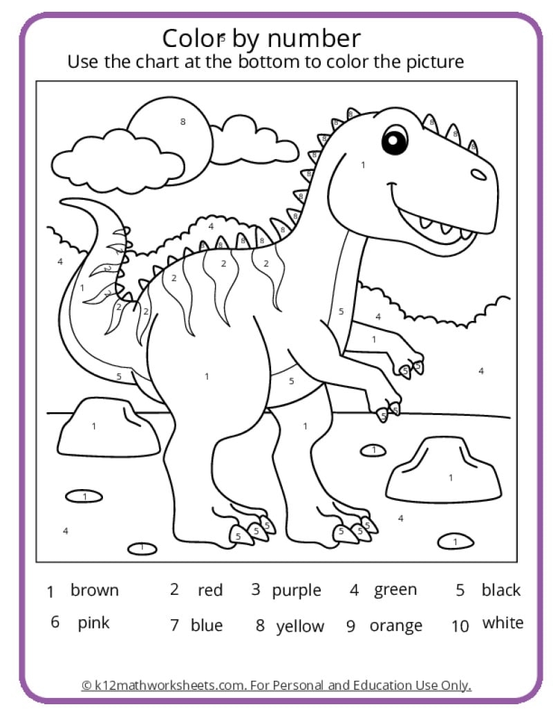 color by number worksheets for kindergarten