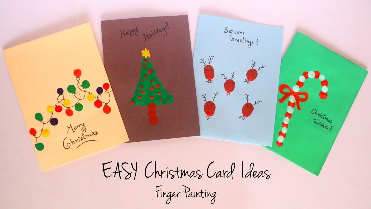 DIY Christmas Card Ideas EASY Finger Painting Handmade Greeting Cards Kids Craft Ideas YouTube