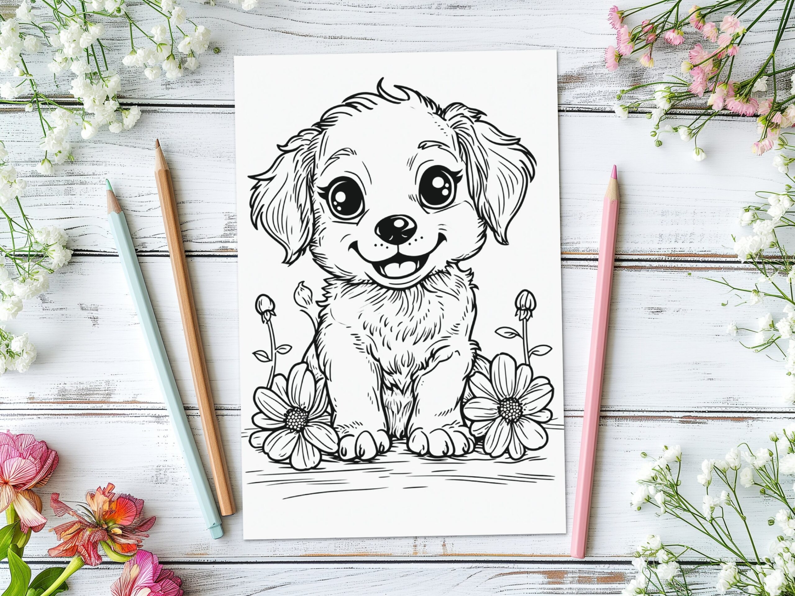 Cute Puppies Coloring Pages