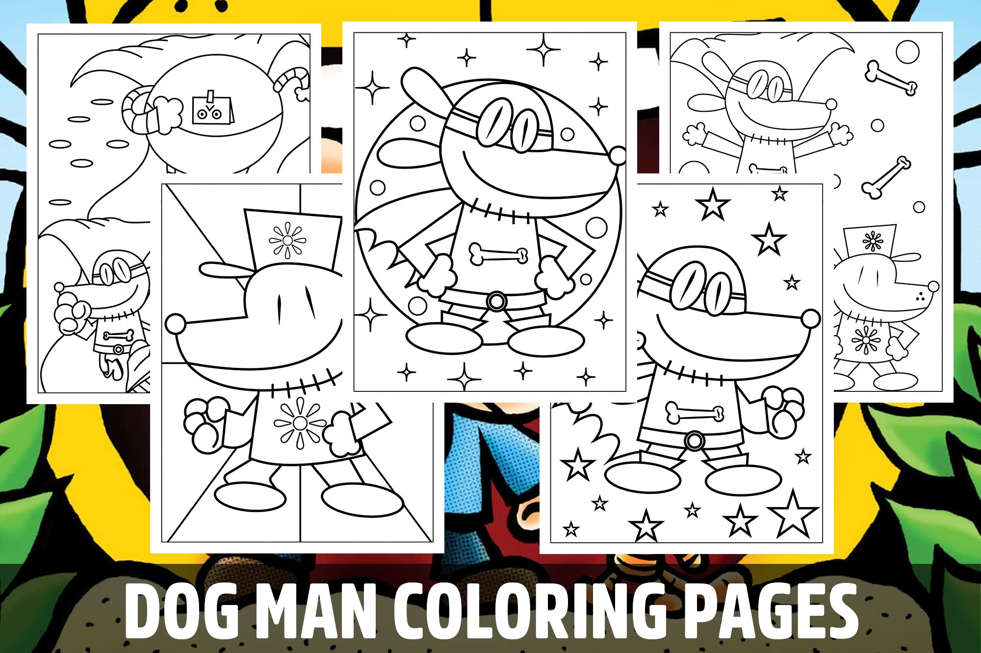 dog man colouring pages