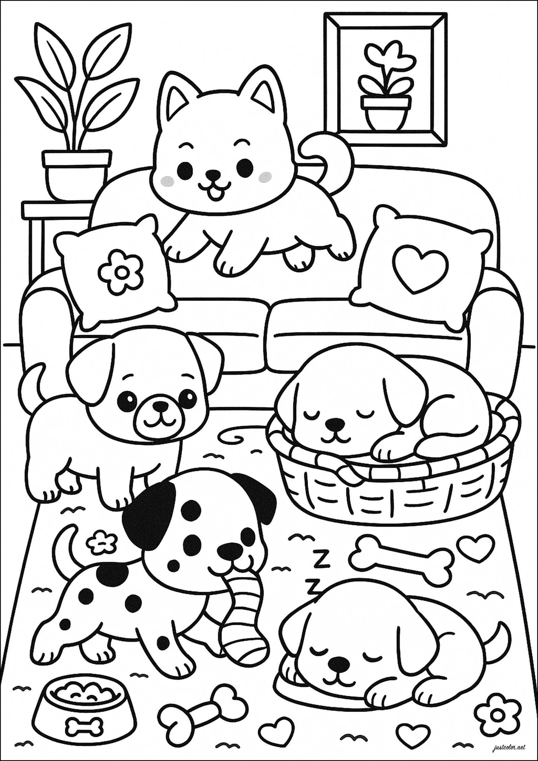 Coloring Pages Cat And Dog