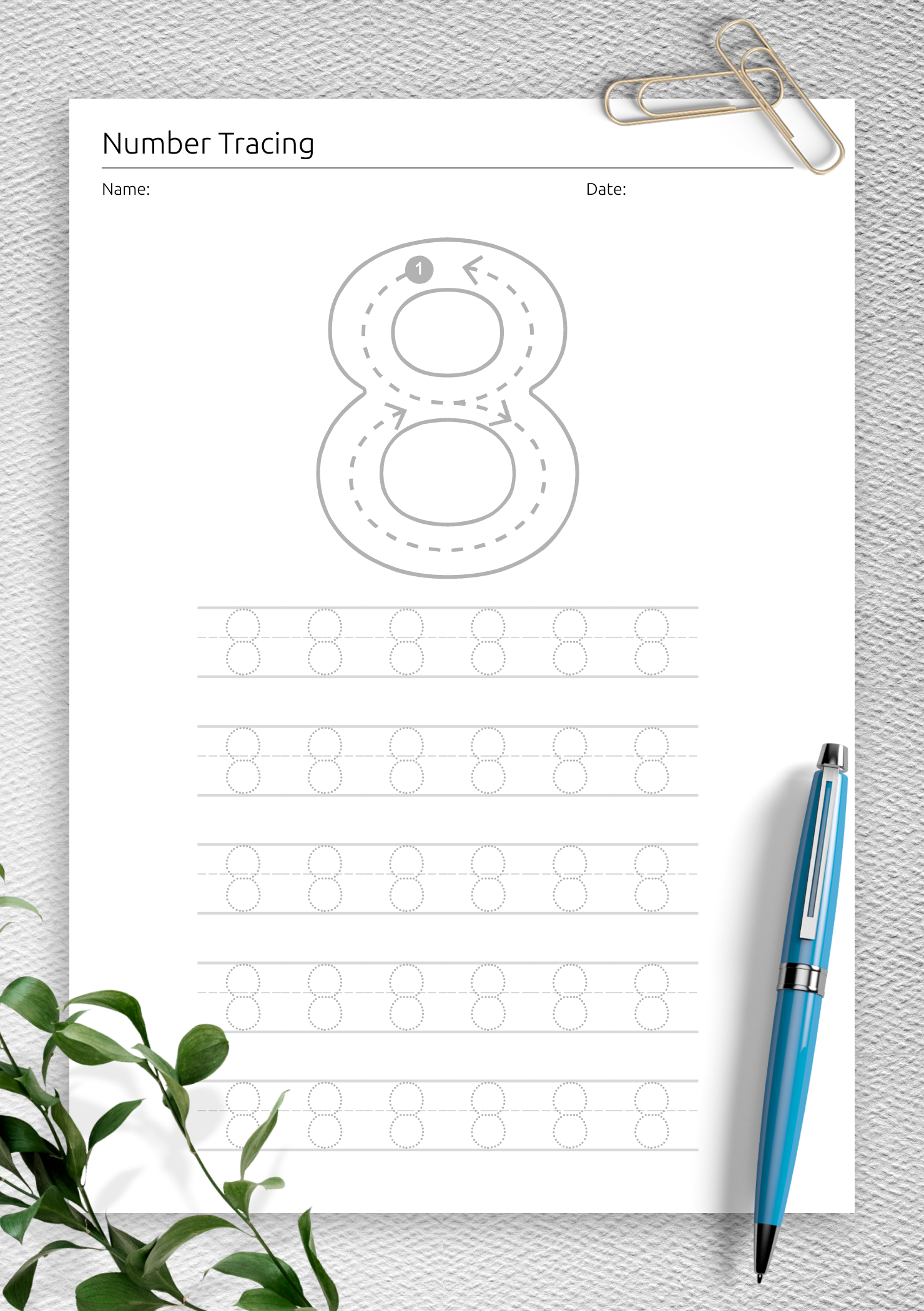 number 8 tracing worksheet