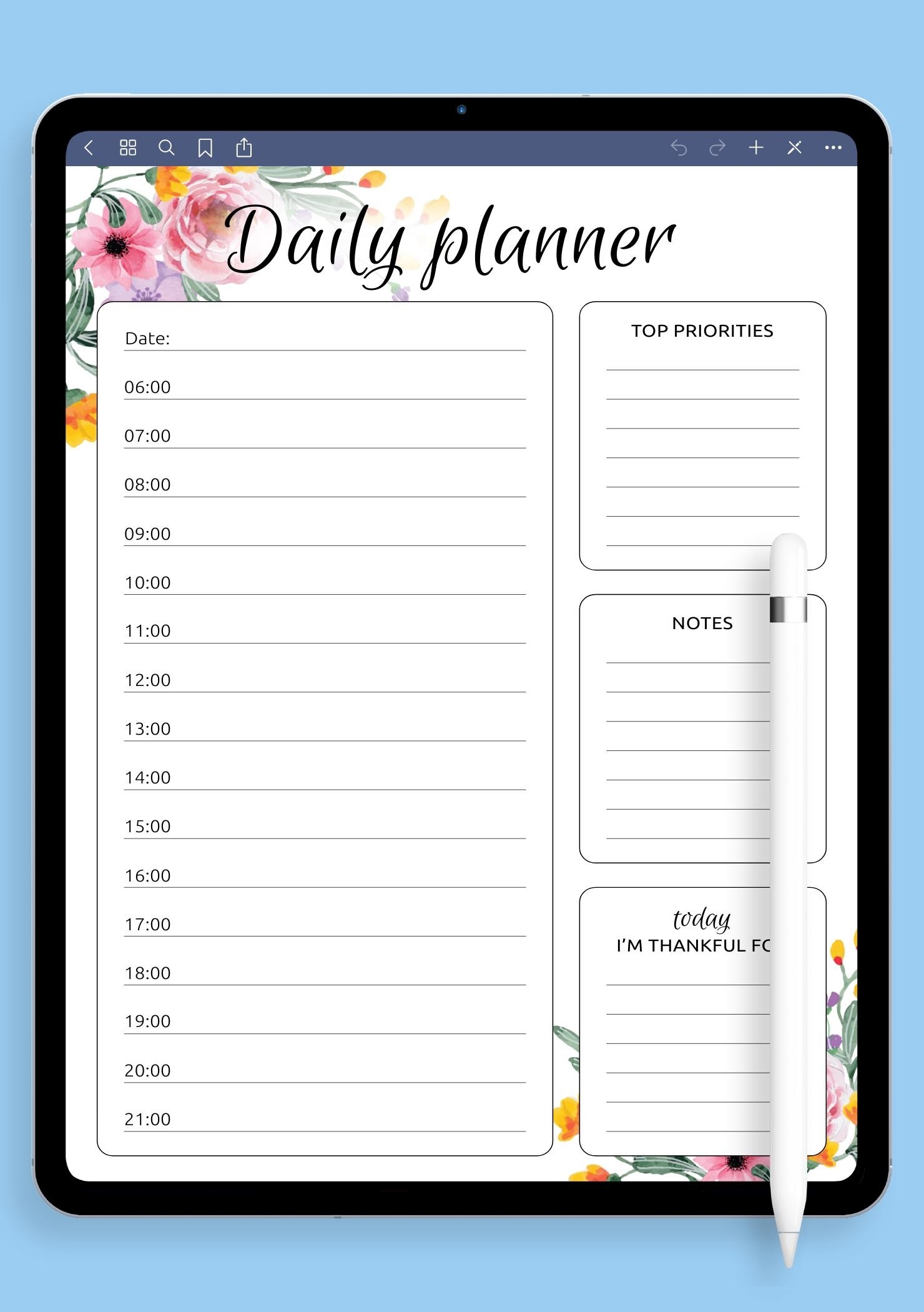 hourly day planner printable