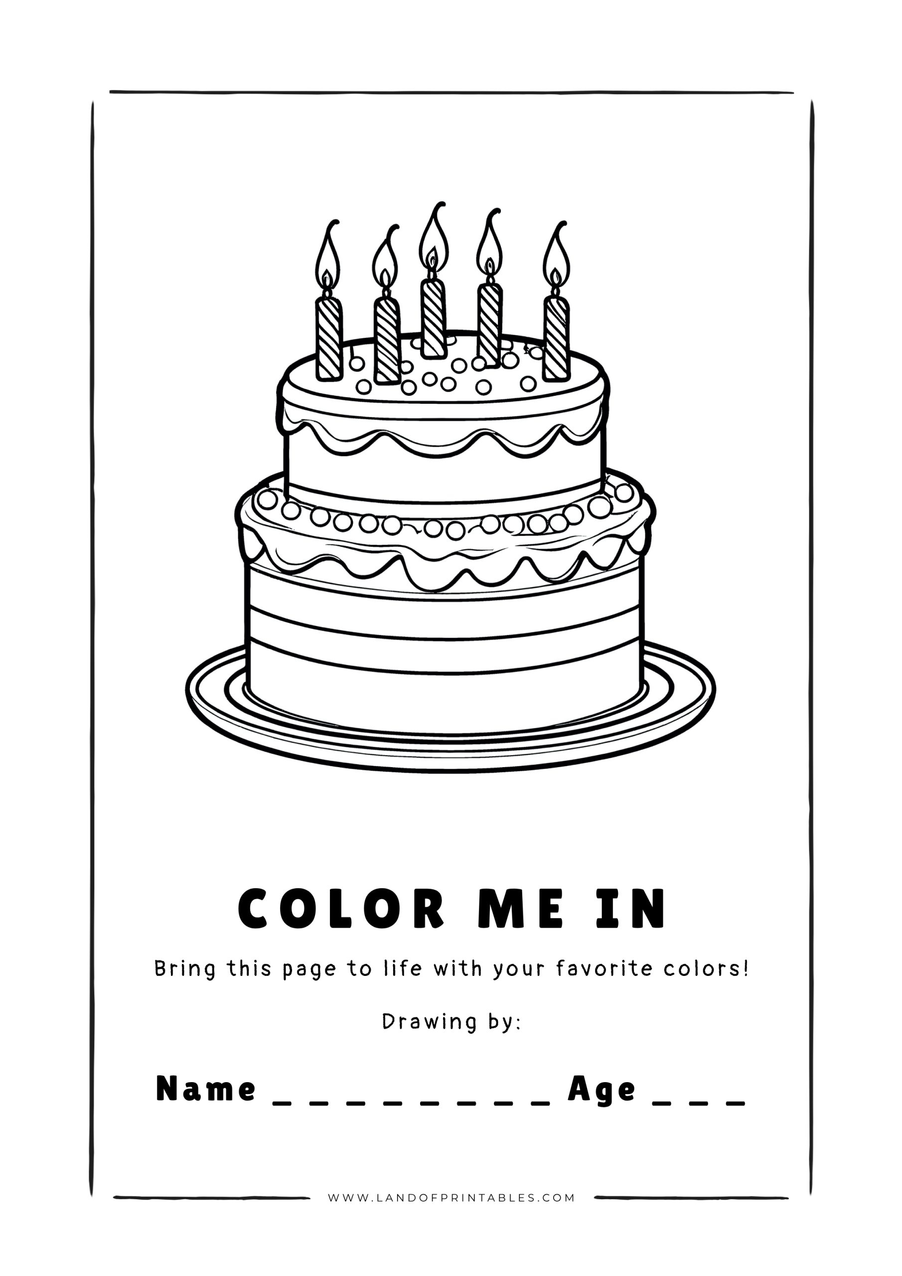 birthday cake color pages birthday cake color pages