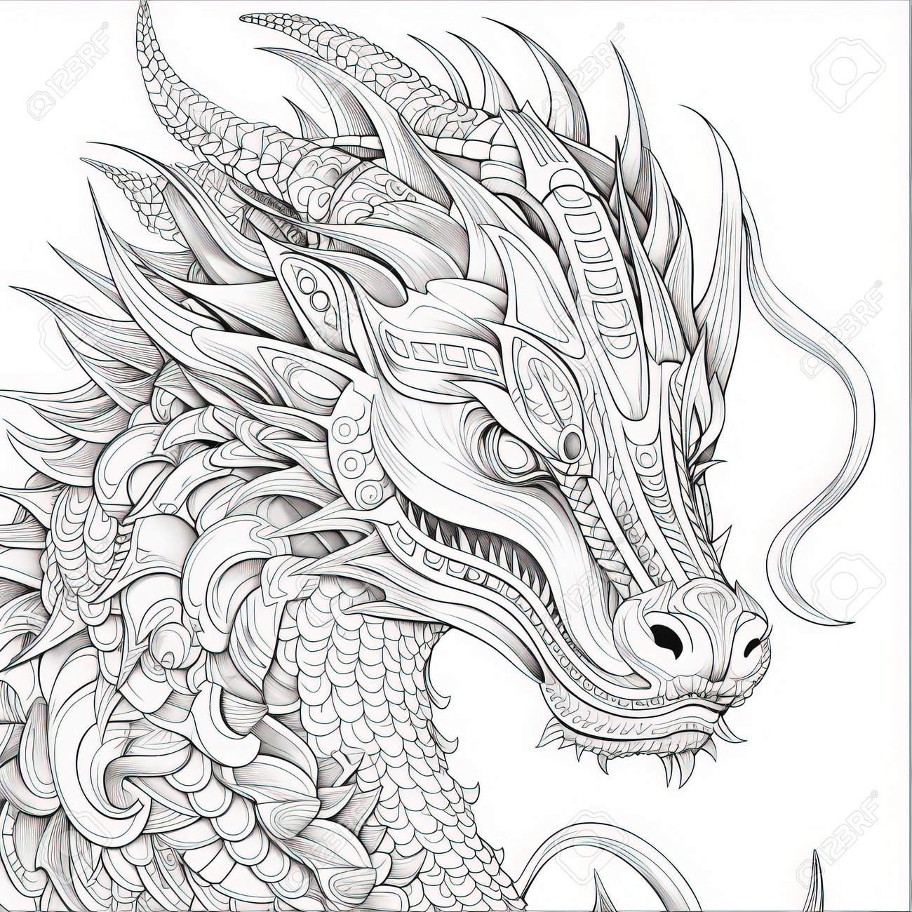 Dragon Coloring Pages For Adults Stock Photo Picture And Royalty Free Image Image 210187594  Dragon Coloring Pages For Adults Stock Photo Picture And Royalty Free Image Image 210187594